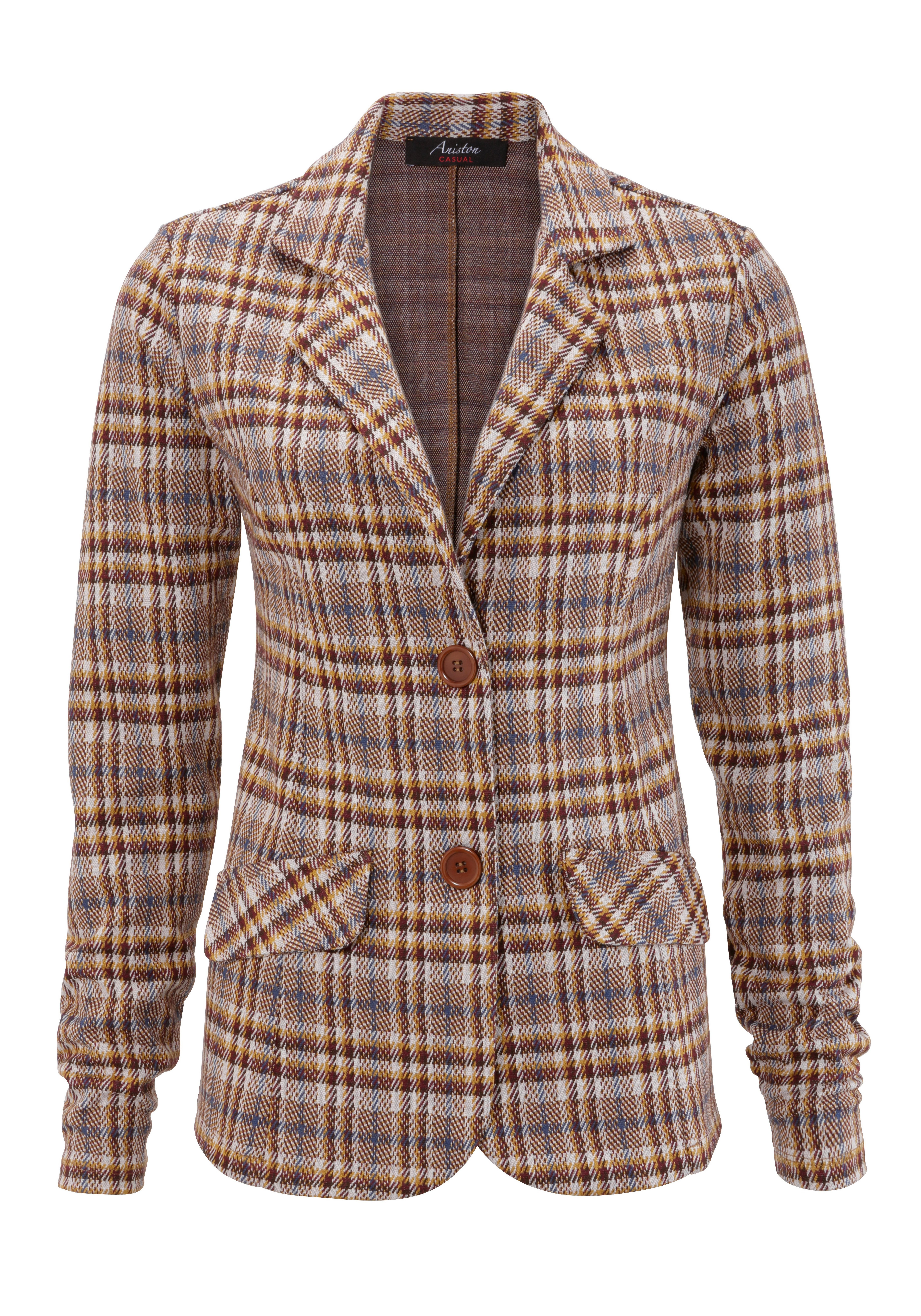 Aniston CASUAL Sweatblazer met trendkleurig ruitdessin