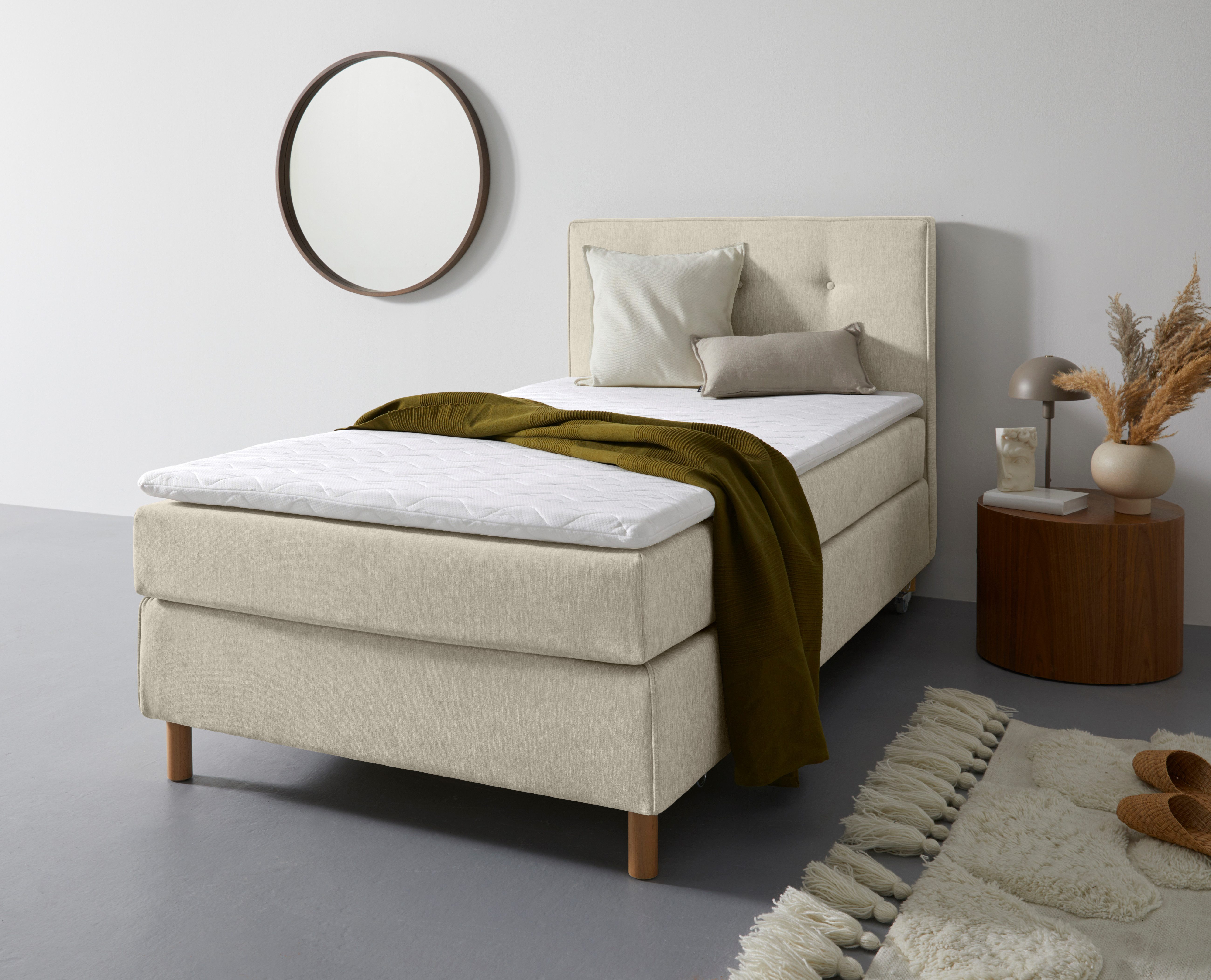 Home affaire Boxspring Heimatblick 100x200cm naar wens uitbreidbaar naar dubbel- en familiebest boxsprings beige