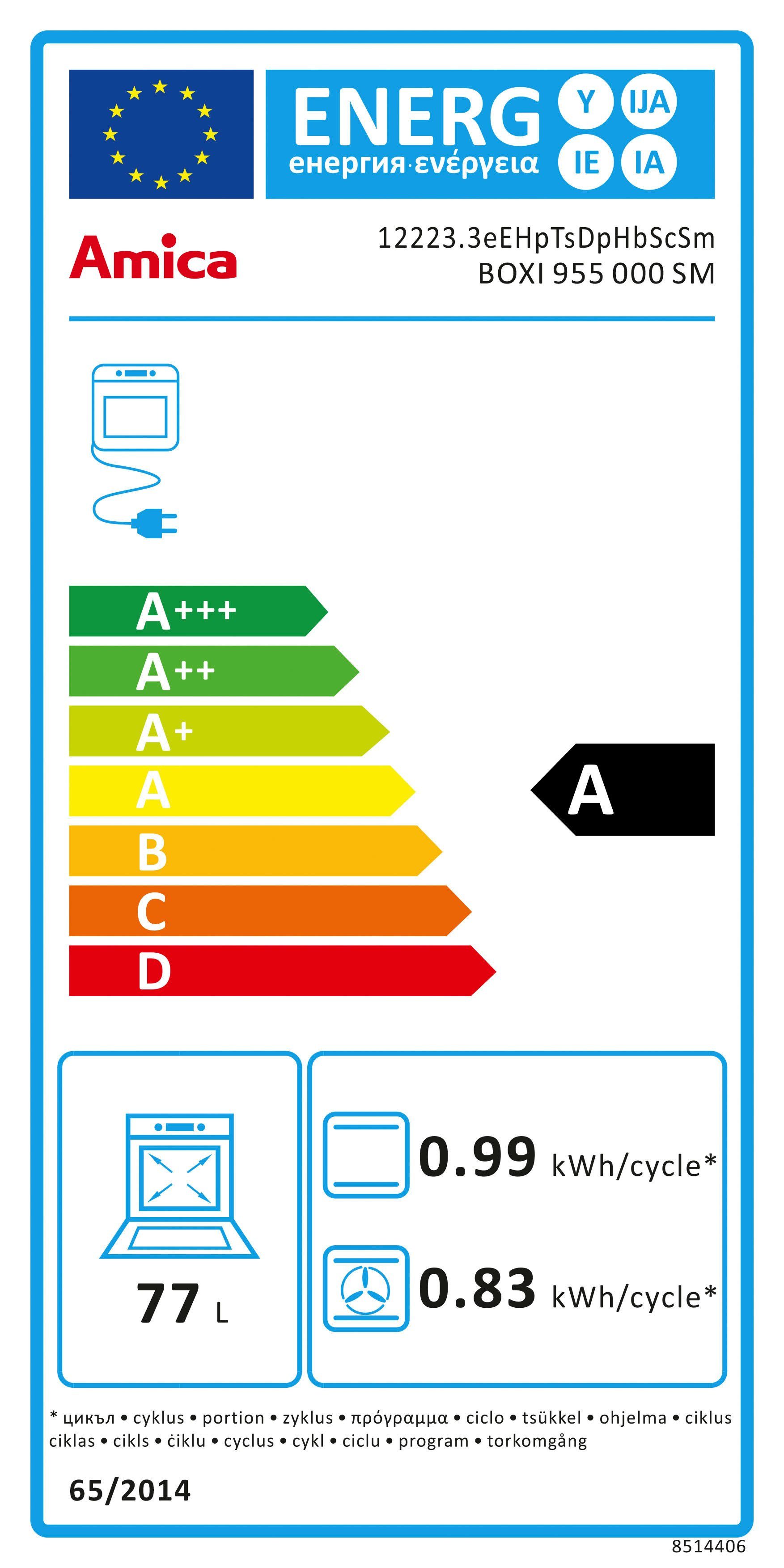 Amica Inbouw ovenset BOXI 955 000 E 2-voudig telescopisch uittrekbaar, hetelucht, xxl-volume