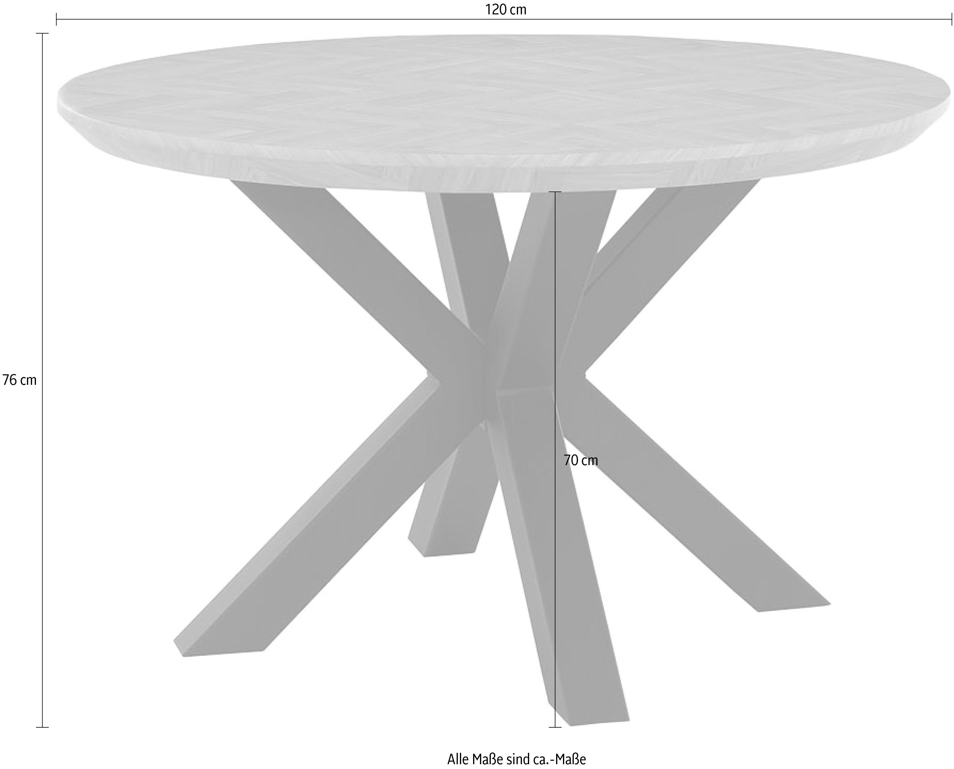Jockenhöfer Gruppe Eettafel OAKLAND rond, 120 cm ø, parketlook, metalen onderstel