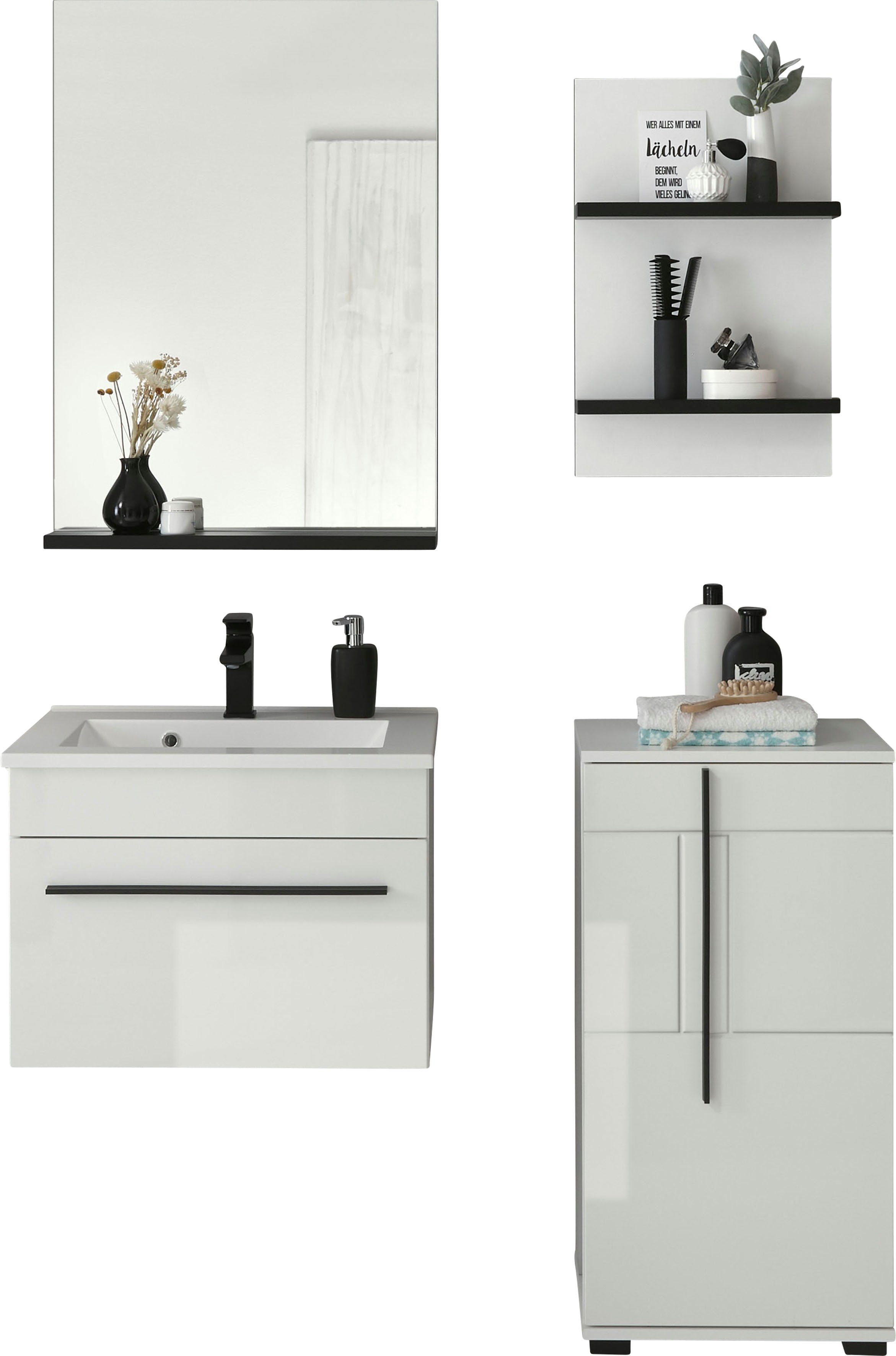 INOSIGN Badkamerserie Cantara, badkamer in modern ontwerp, 4-delig badkamer (set, 4-delig)