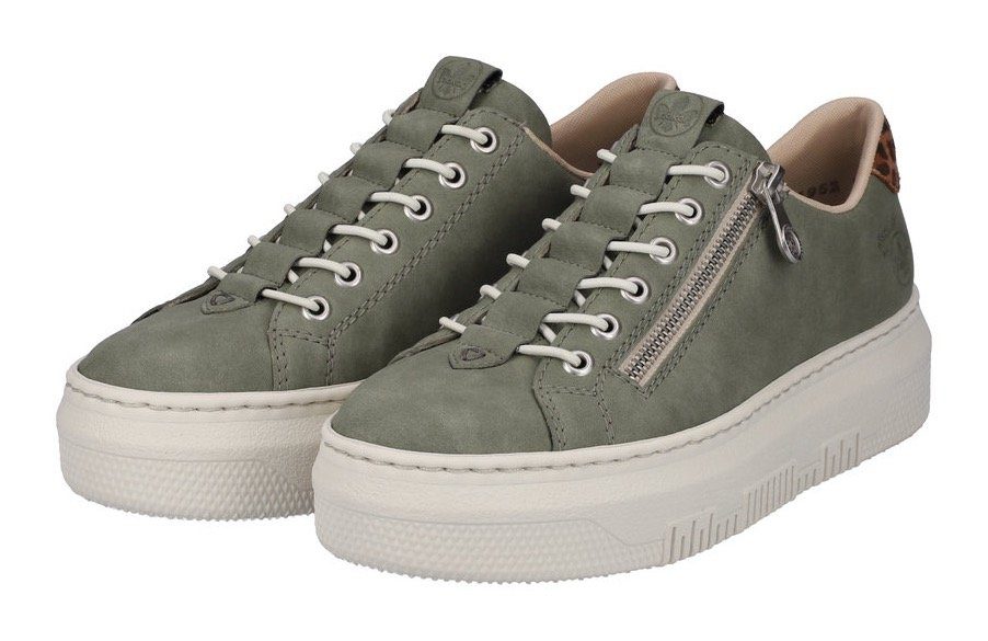 Rieker Plateausneakers met leoprint inzet bij de hak