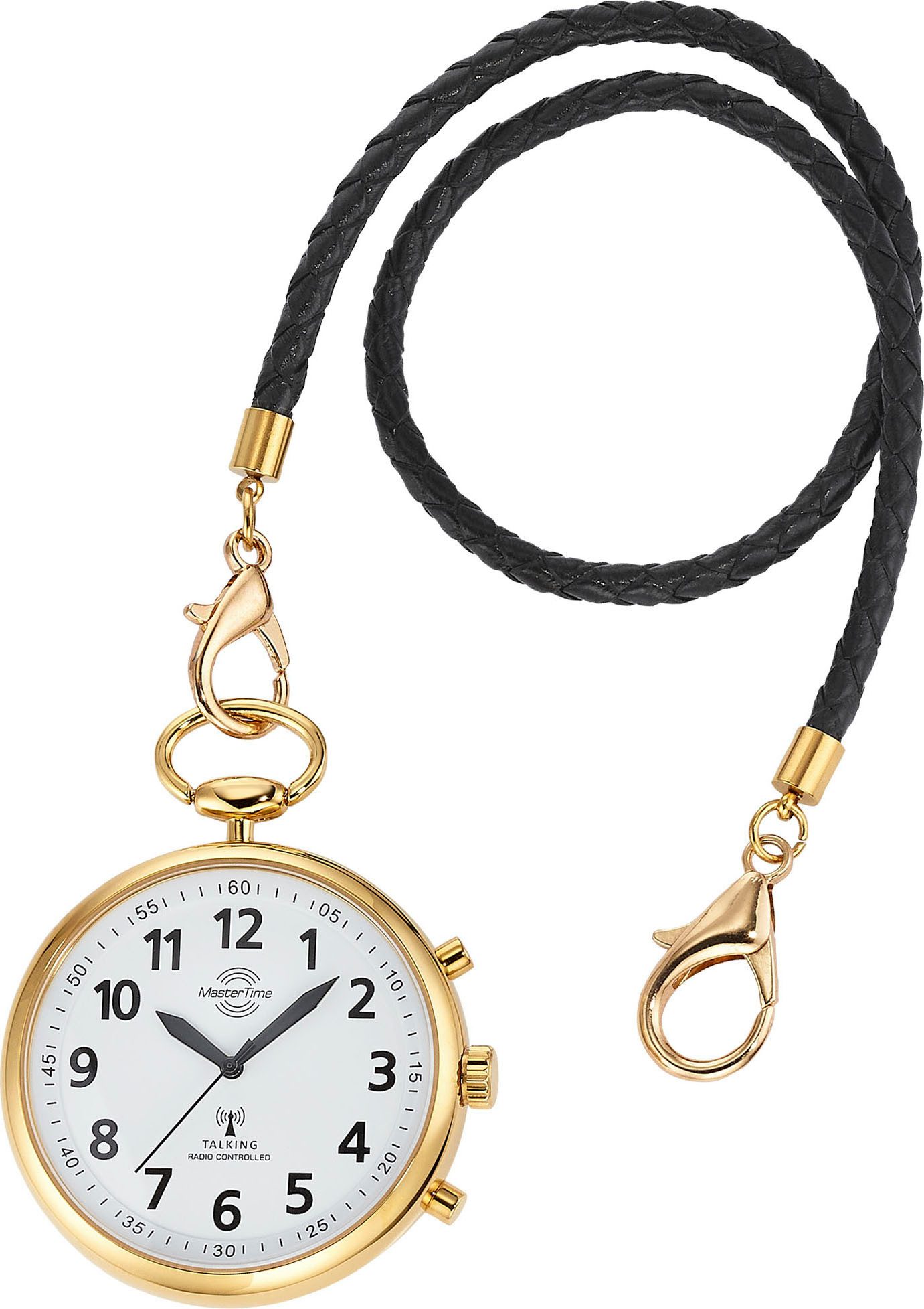 MASTER TIME Zakhorloge sprekende radiohorloge, quartz horloge, status radio-ontvangst, 4 alarmtijden (set, 2-delig, Met leren bandje)