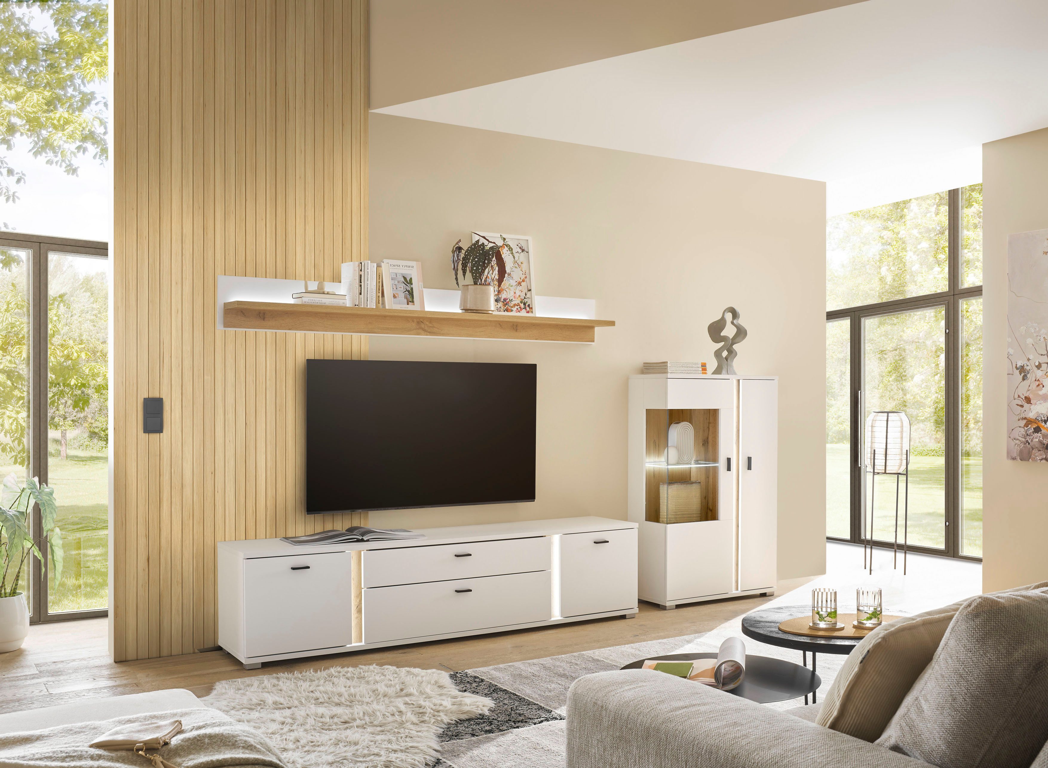 INOSIGN Tv-meubel Long Island in moderne trendkleur, inclusief verticale verlichting, breedte 200 cm (1 stuk)