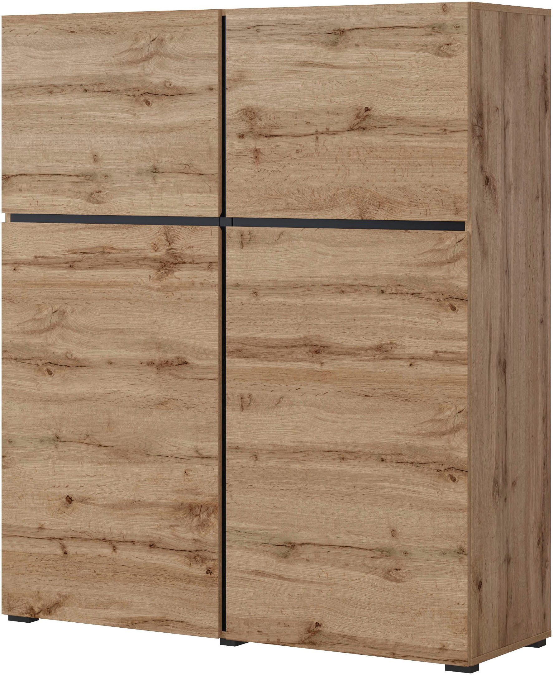INOSIGN Highboard Cross, moderne greeploze hoge kast met 4 deuren,kast met deur Hoge kast, hoogte 139 cm met veel bergruimte, planken verstelbaar