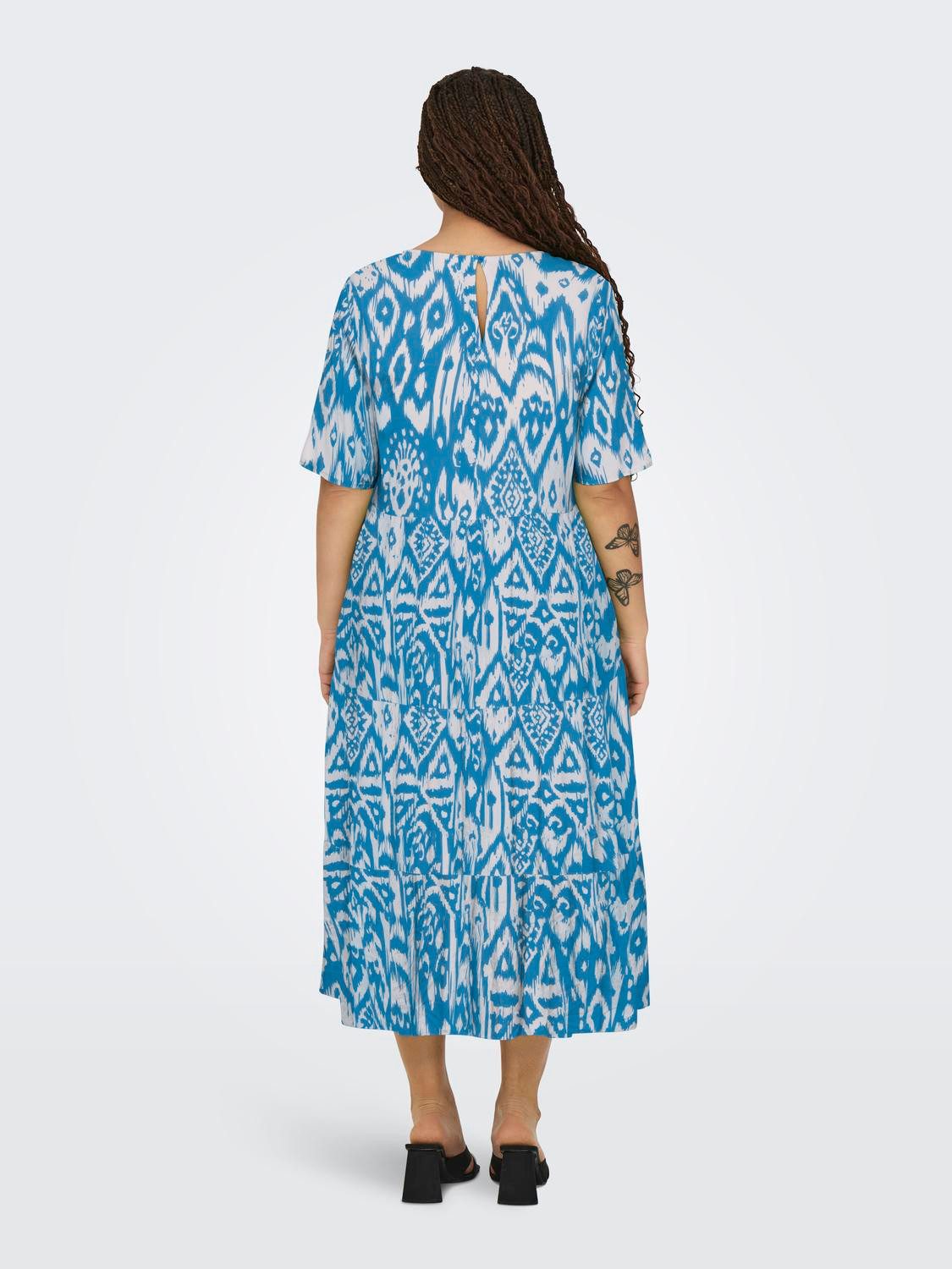 ONLY CARMAKOMA Gedessineerde jurk CARMARRAKESH LIFE SS MIDI DRESS AOP