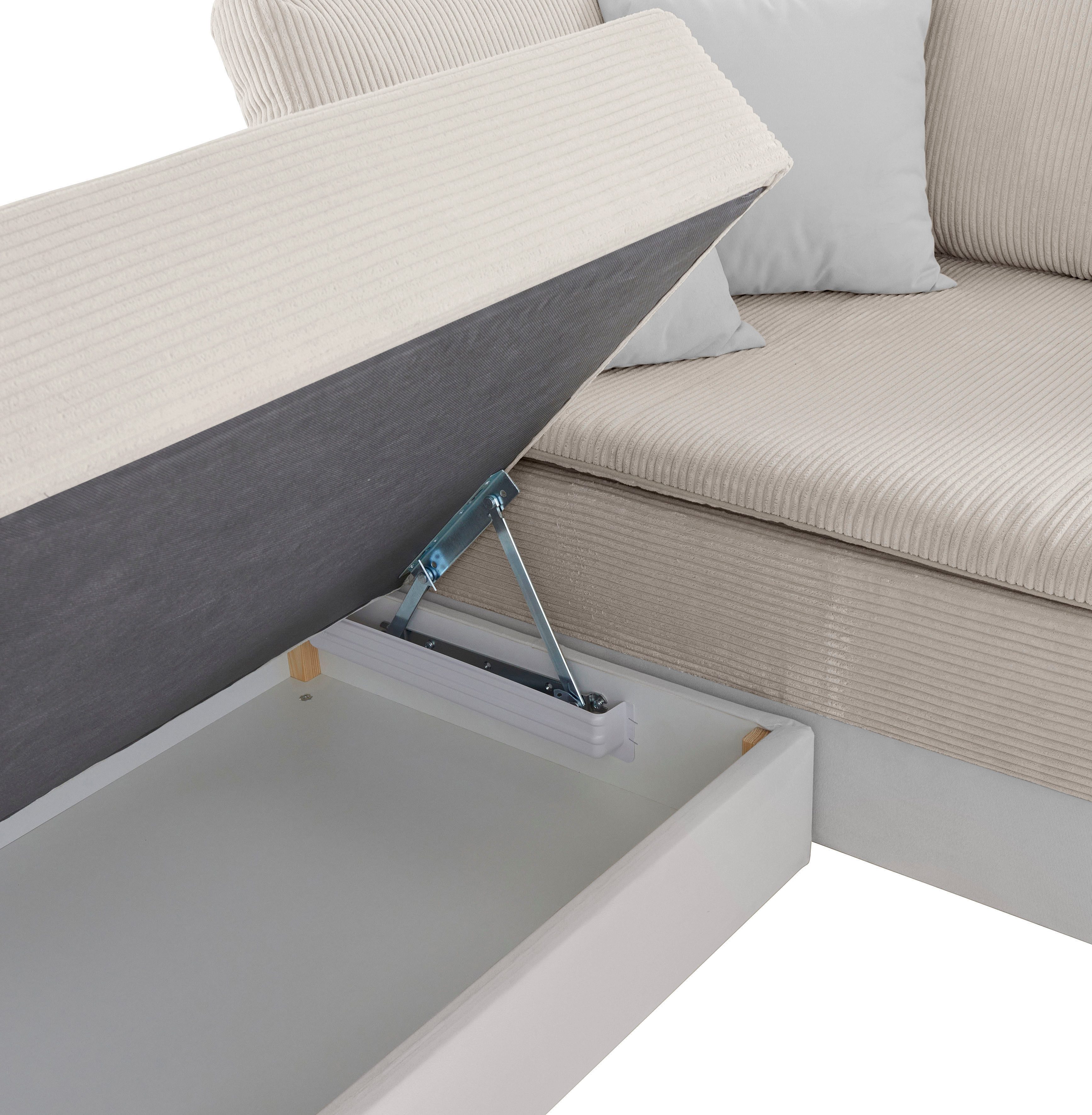 INOSIGN Hoekbank Boxspringbed Night & Day L-vorm met permanente slaapfunctie met armleuning