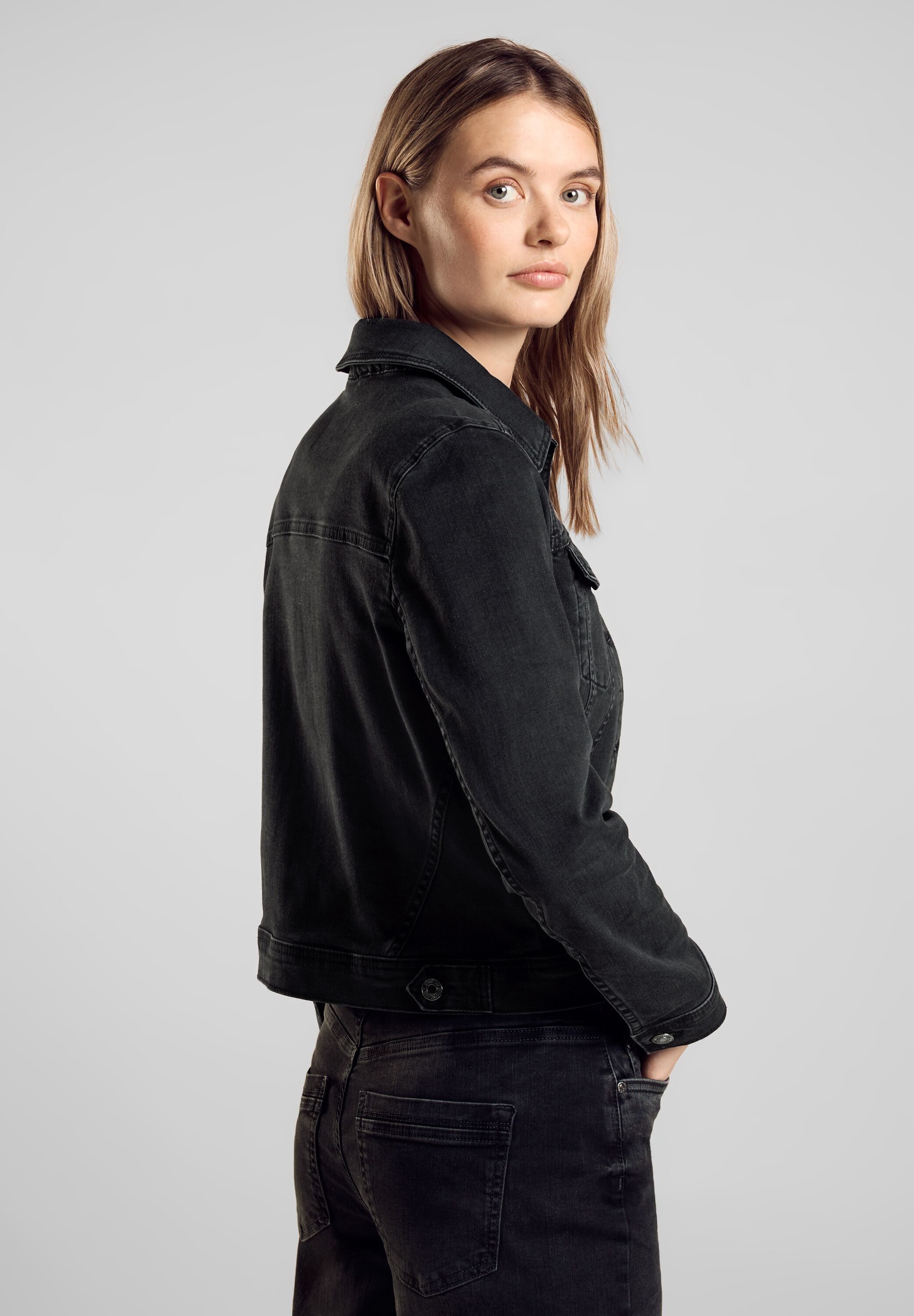 STREET ONE Jeansblazer Jas in gewassen-look