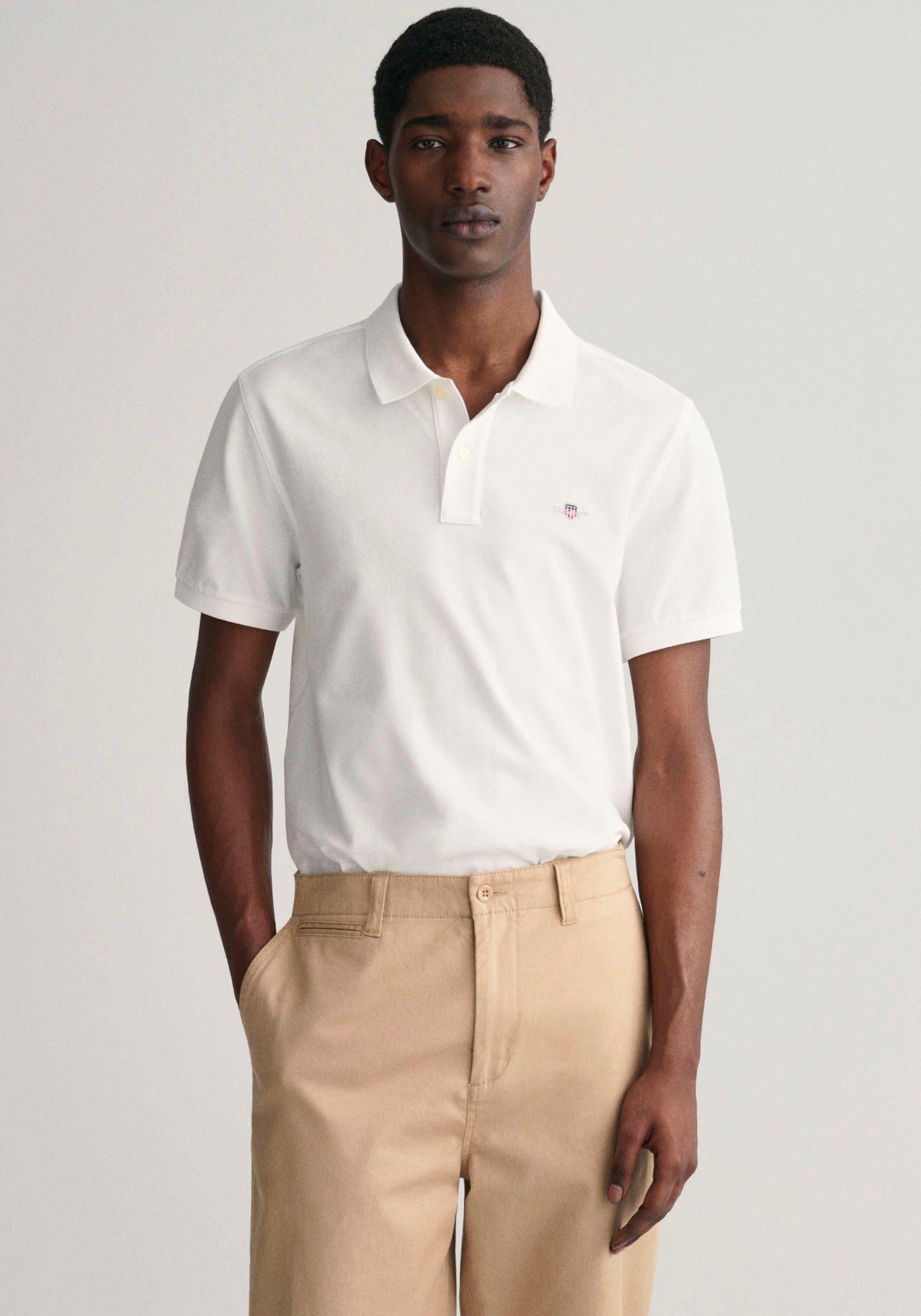 Gant Poloshirt REG SHIELD SS PIQUE POLO met logo en platte breikraag 100% katoen pique