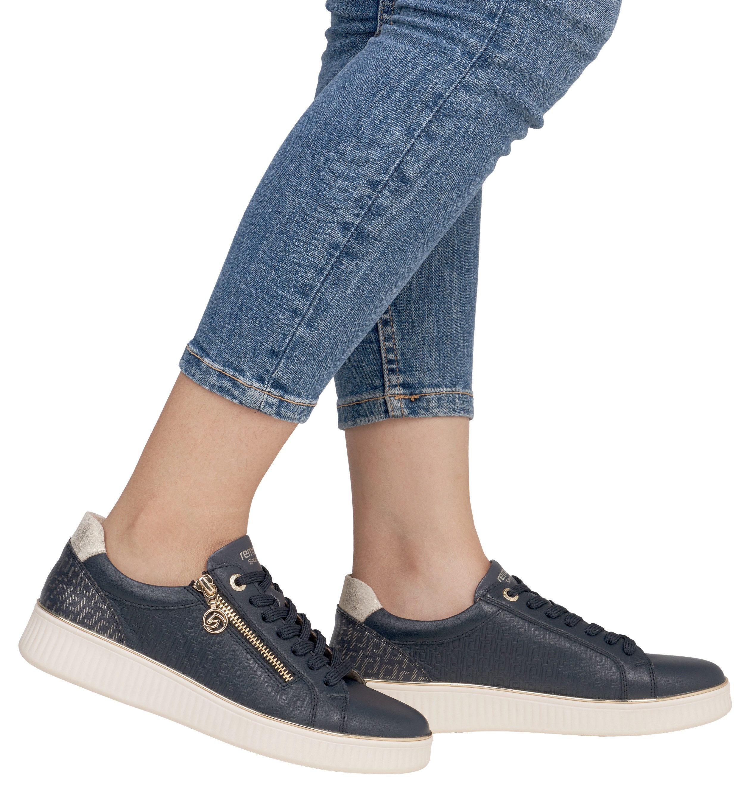 Remonte Plateausneakers , vrijetijdsschoen, lage schoen, veterschoen met zijrits