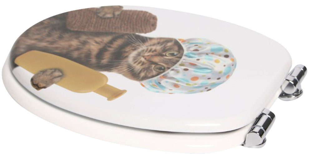 Sanilo Set badkameraccessoires Shower Cat bestaand uit toiletzitting, badmat en wastafelplug (3-delig)