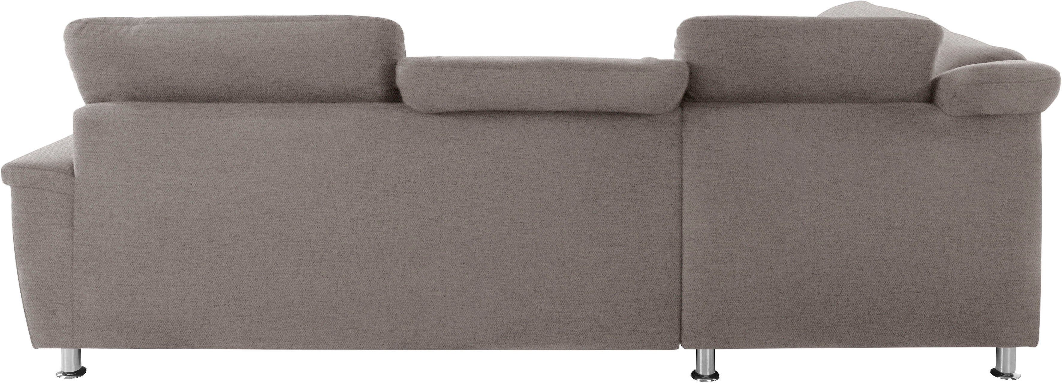 DOMO collection Hoekbank Franzi L-vorm naar keuze met verstelbare hoofdsteun (dan breedte: 275 cm)