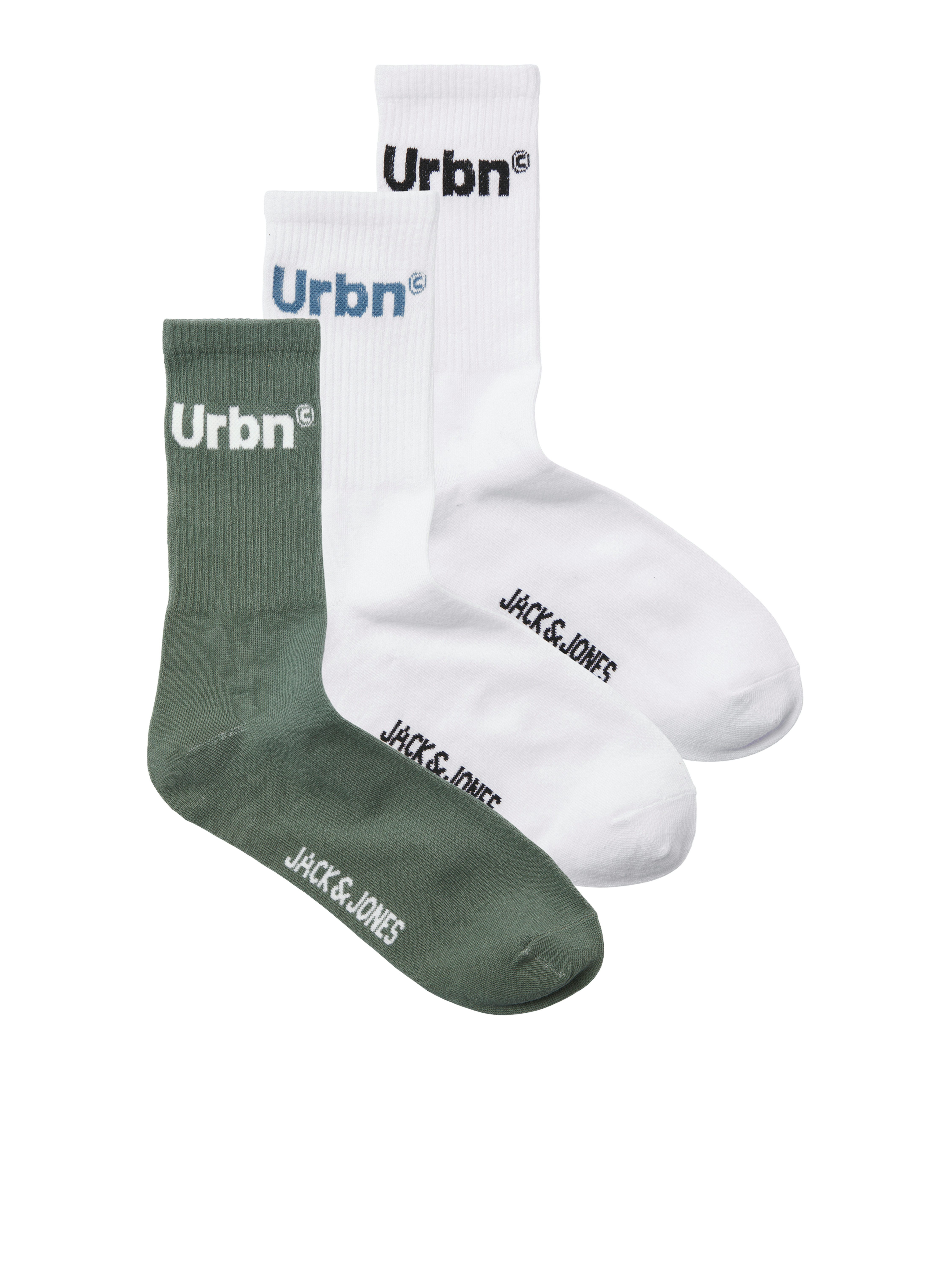 Jack & Jones Vrijetijdssokken JACURBN TENNIS SOCKS 3 PACK SN (set, 3 paar) heren sokken groen