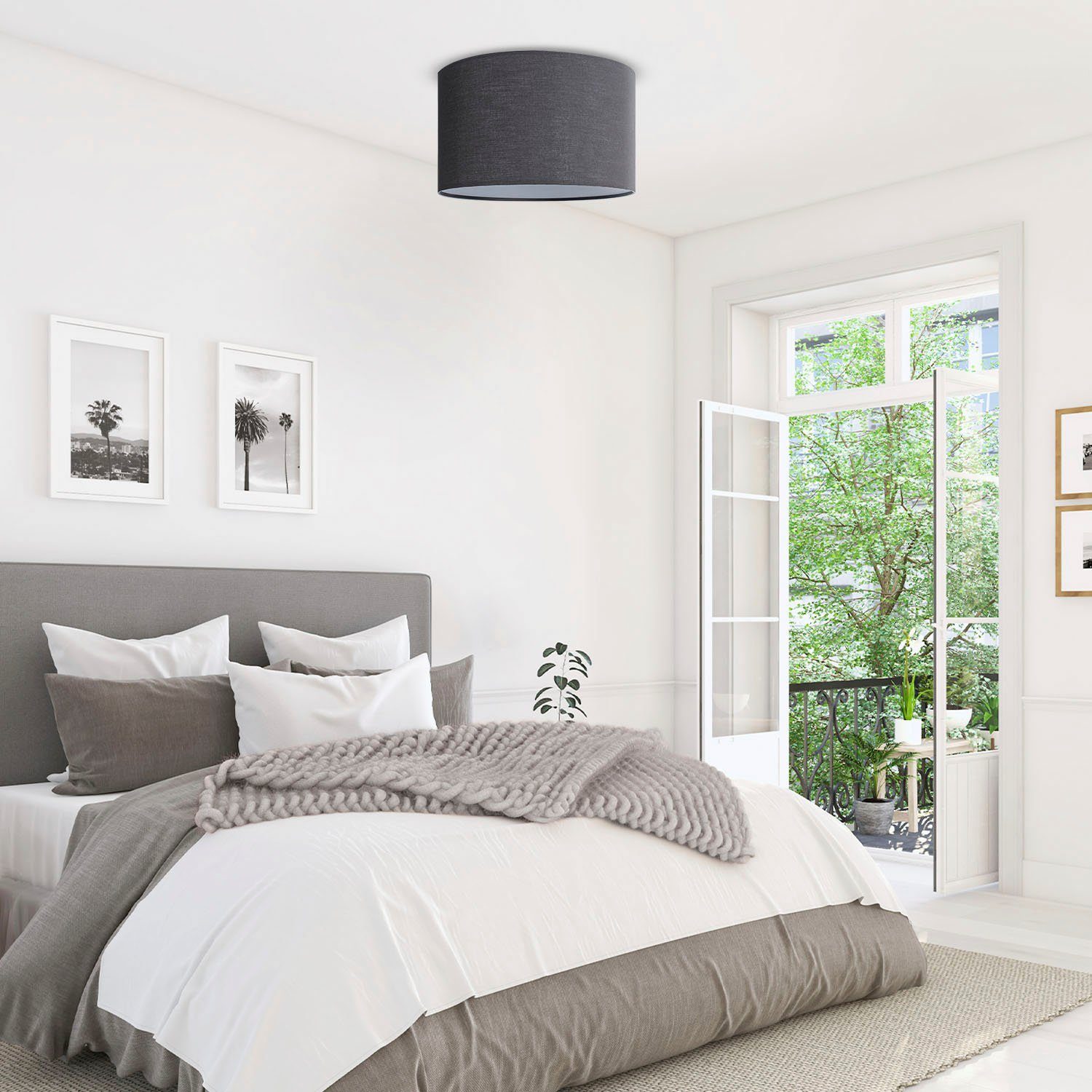 Paco Home Plafondlamp Uni Color LED plafondlamp woonkamer en slaapkamer, effen kleuren, decor E27