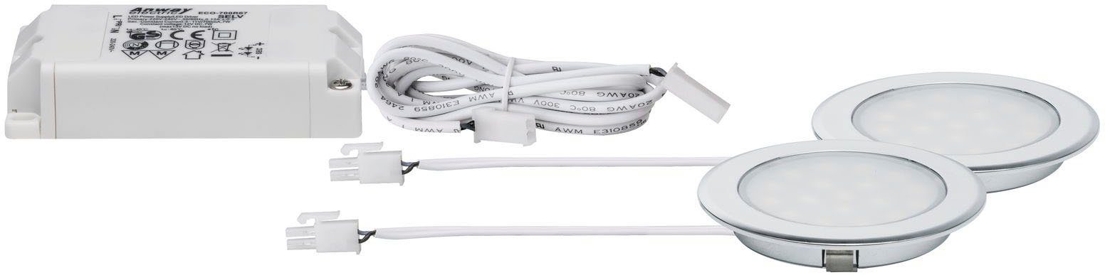 Paulmann Led-inbouwspotje LED Meubel Inbouwlamp rond 2-pack 2x2,5W Chroom (2 stuks)