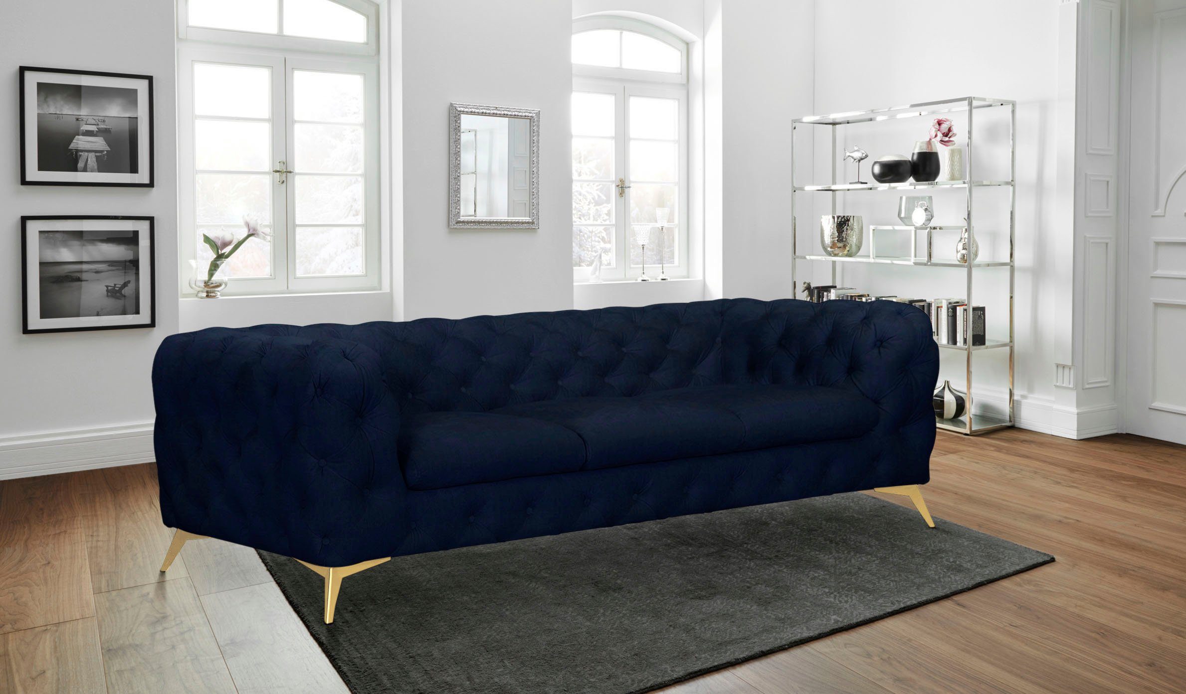 Leonique Chesterfield-bank Glynis luxueuze capitonnage, moderne chesterfield look, kleur van de poten ter keuze