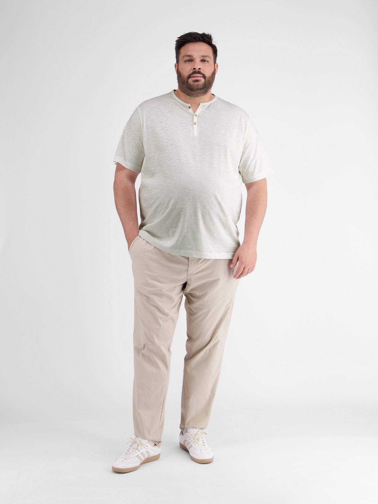 Lerros Henleyshirt LERROS effen serafino-shirt in grote maten