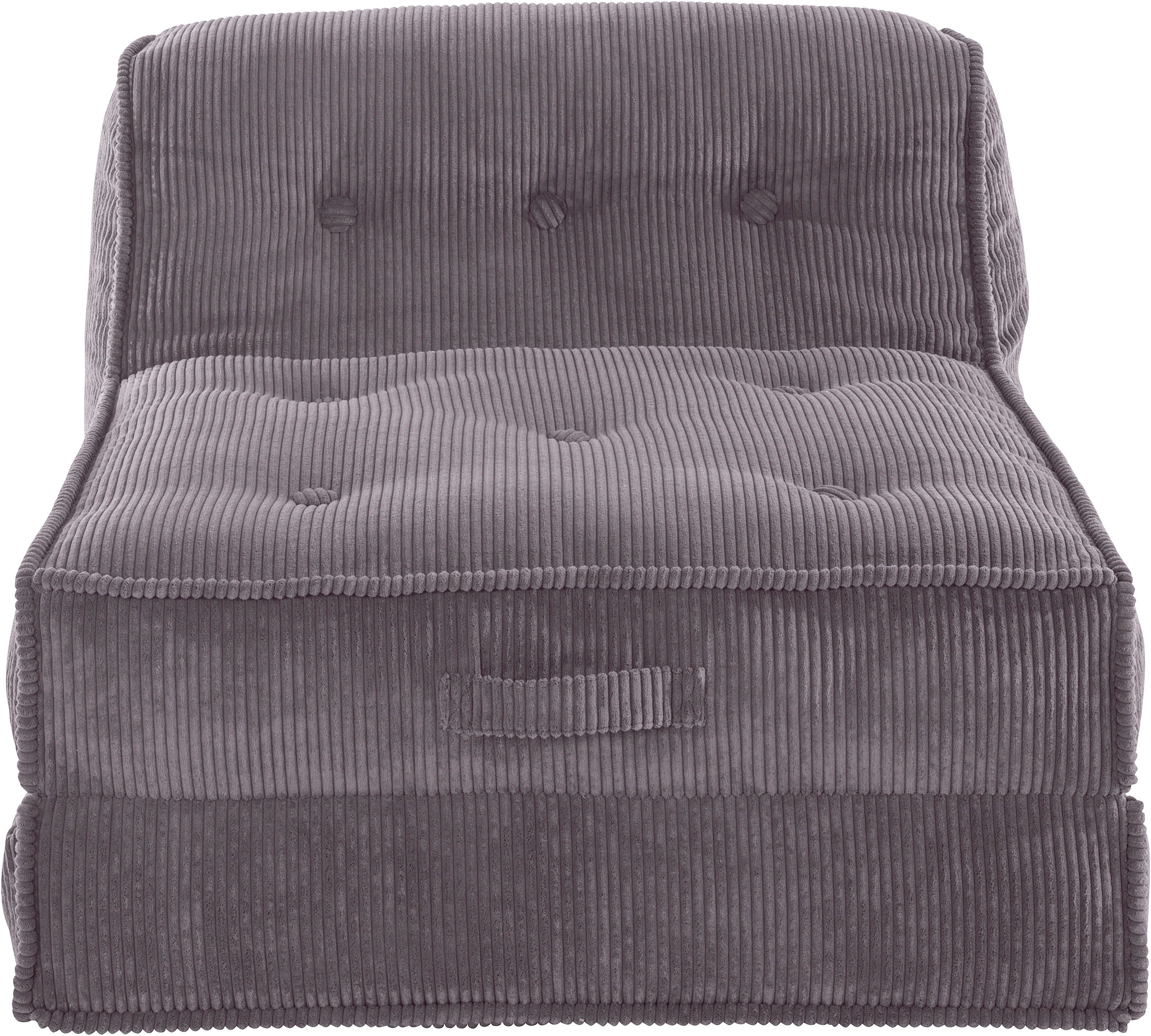 inosign fauteuil missy loungestoel van cord, in 2 afmetingen, met slaapfunctie, poeffunctie. grijs