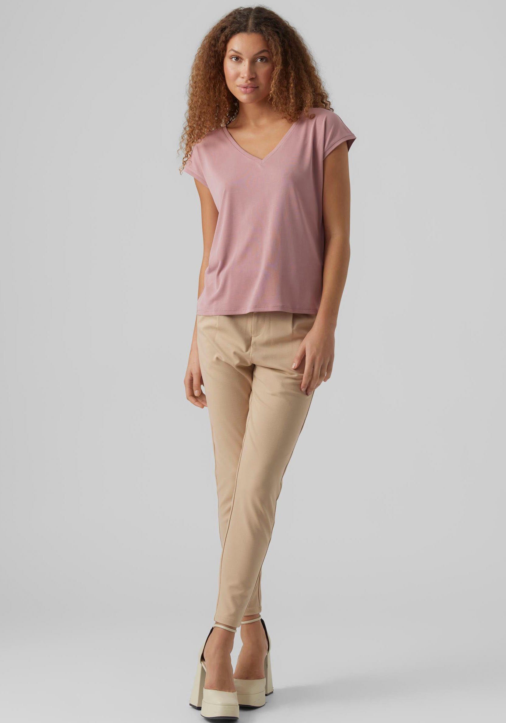 Vero Moda Shirt met V-hals VMFILLI SS V-NECK TEE GA NOOS in een materialenmix met tencel™ modal