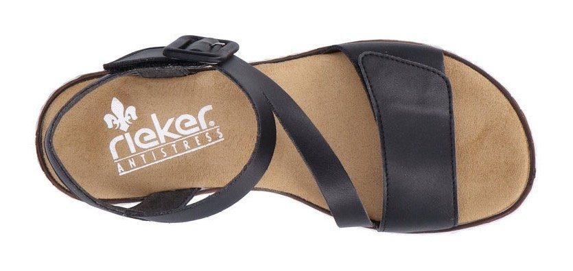 Rieker Sandalen zomerschoen, sandaal, sleehak, met asymmetrische bandjes