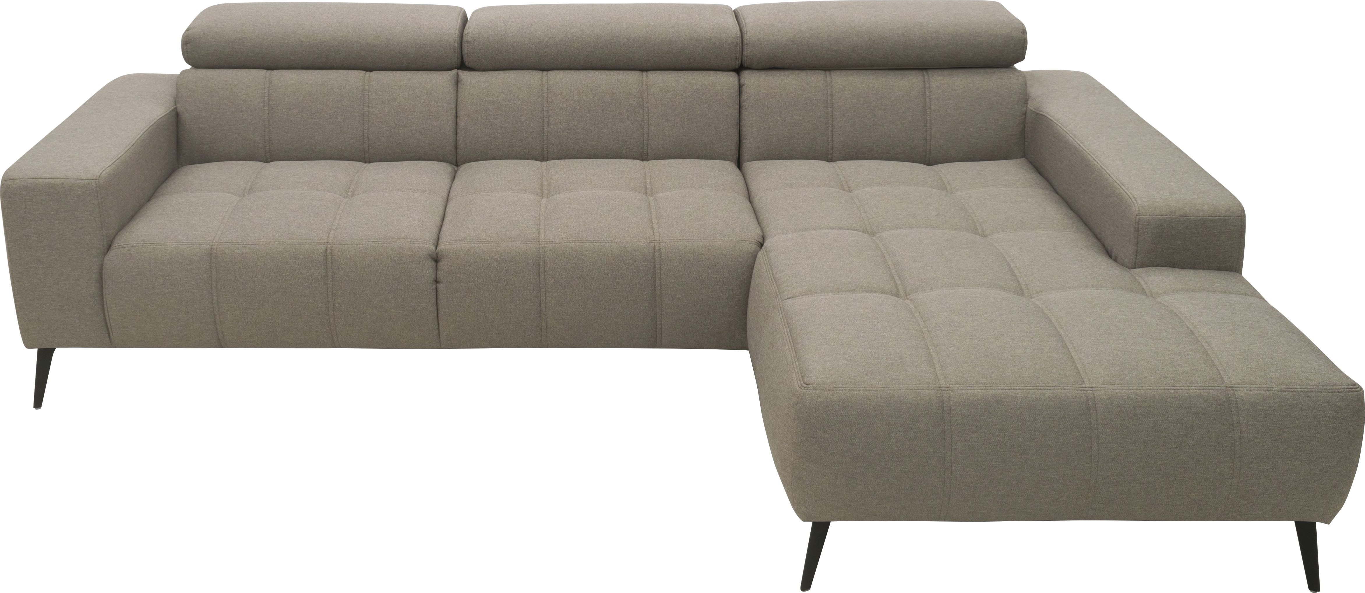 DOMO collection Hoekbank Trento L-vorm, met sledevoet of enkele voet naar keuze met verstelbare hoofdsteun, récamier links/rechts bestelbaar