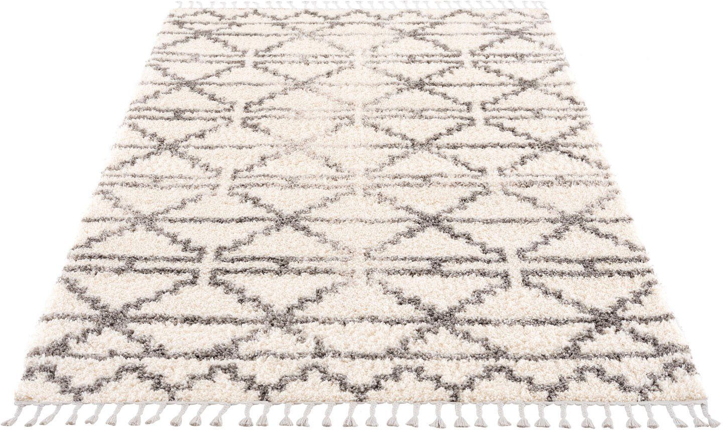 Carpet City Hoogpolig vloerkleed Pulpy 530 bijzonder zacht, met franje, geo-motief
