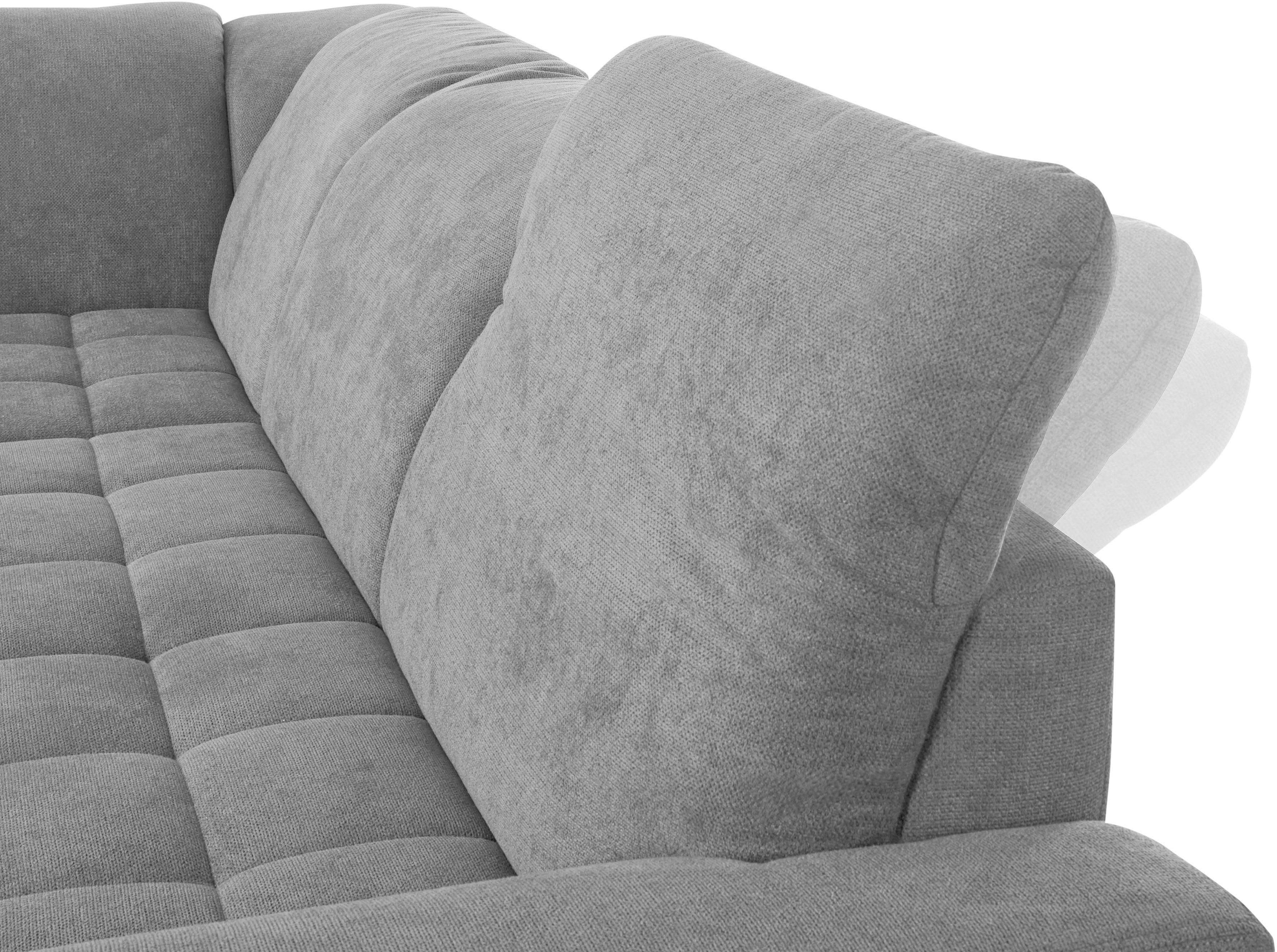 DOMO collection Hoekbank Franzi L-vorm naar keuze met verstelbare hoofdsteun (dan breedte: 275 cm)