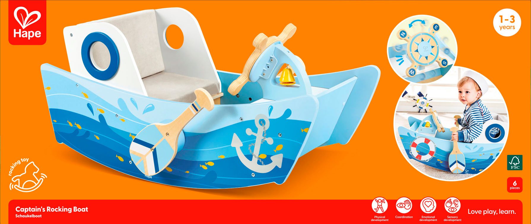 Hape Schommelboot Met stuurwiel