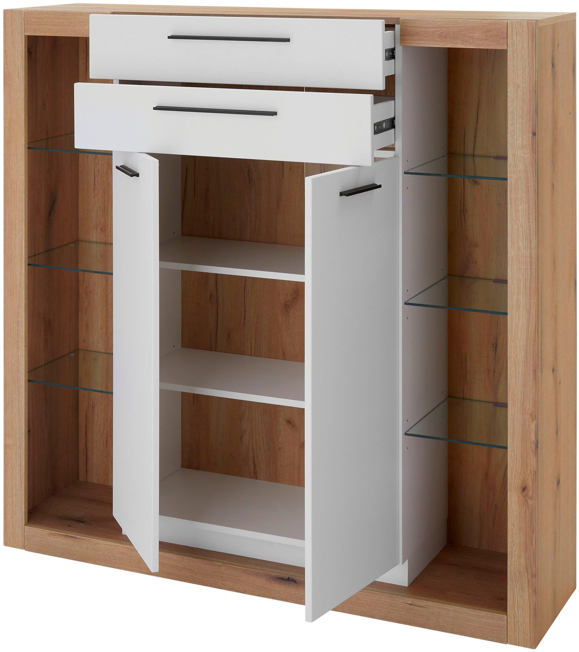 INOSIGN Highboard Brixen, moderne commode, opberg element in eik Evoke decor Metalen grepen, voldoende opbergruimte, veelzijdig toepasbaar