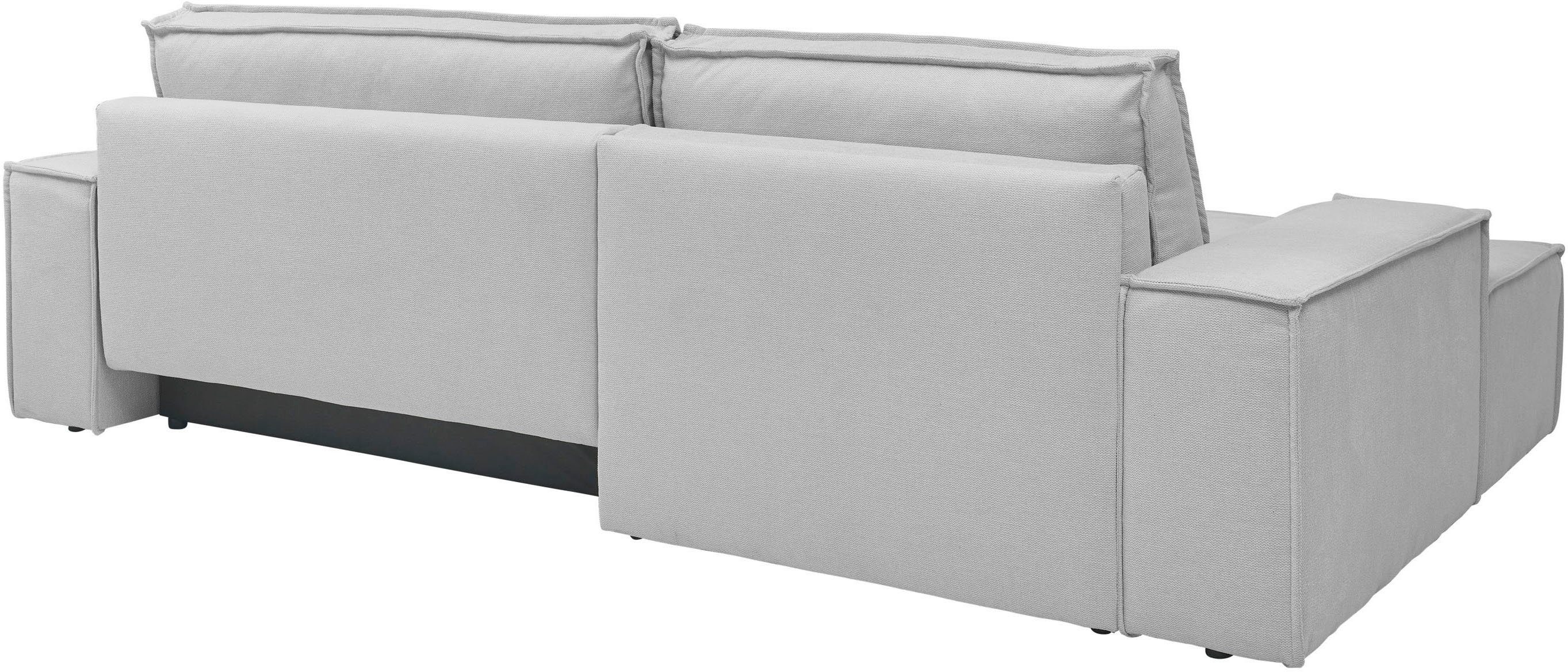 andas Hoekbank Finnley slaapbank 267 cm in Bouclé, fijne structuur en cord, L-vorm