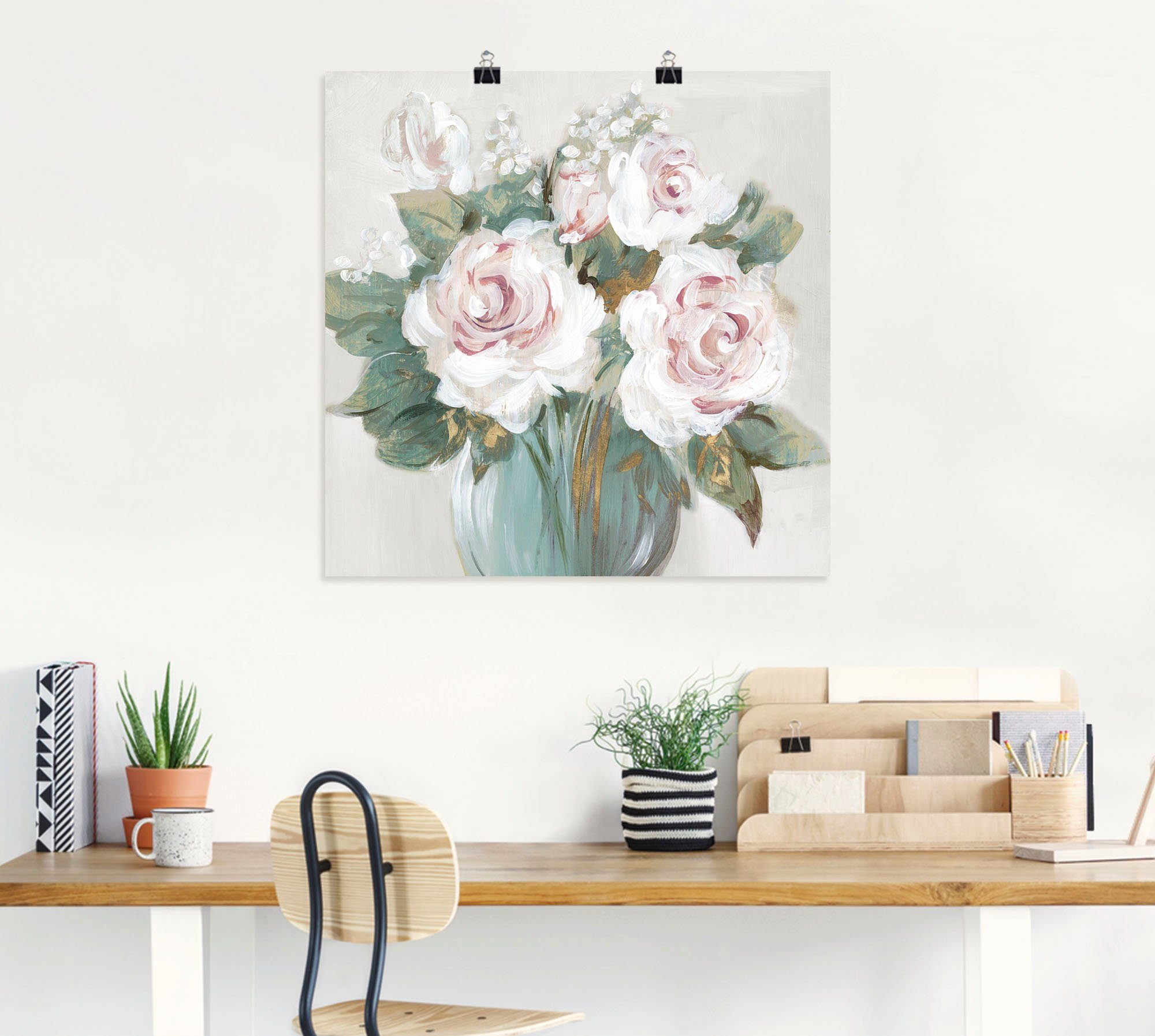 Artland Artprint Goudkleurige bos bloemen als artprint van aluminium, artprint voor buiten, artprint op linnen, poster in verschillende maten. maten