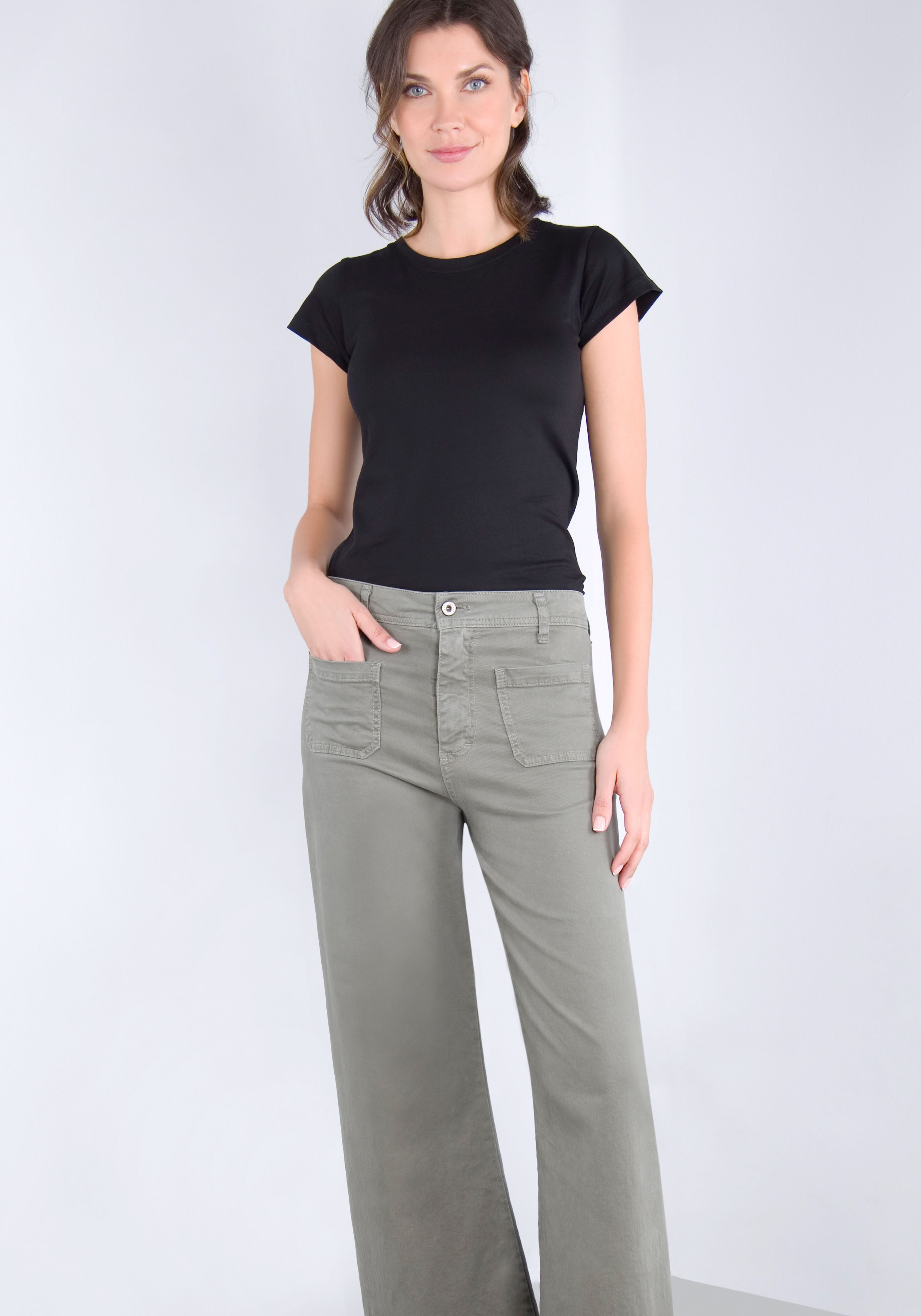 Please Jeans Broek met wijde pijpen van hoogwaardige katoenmix met stretch
