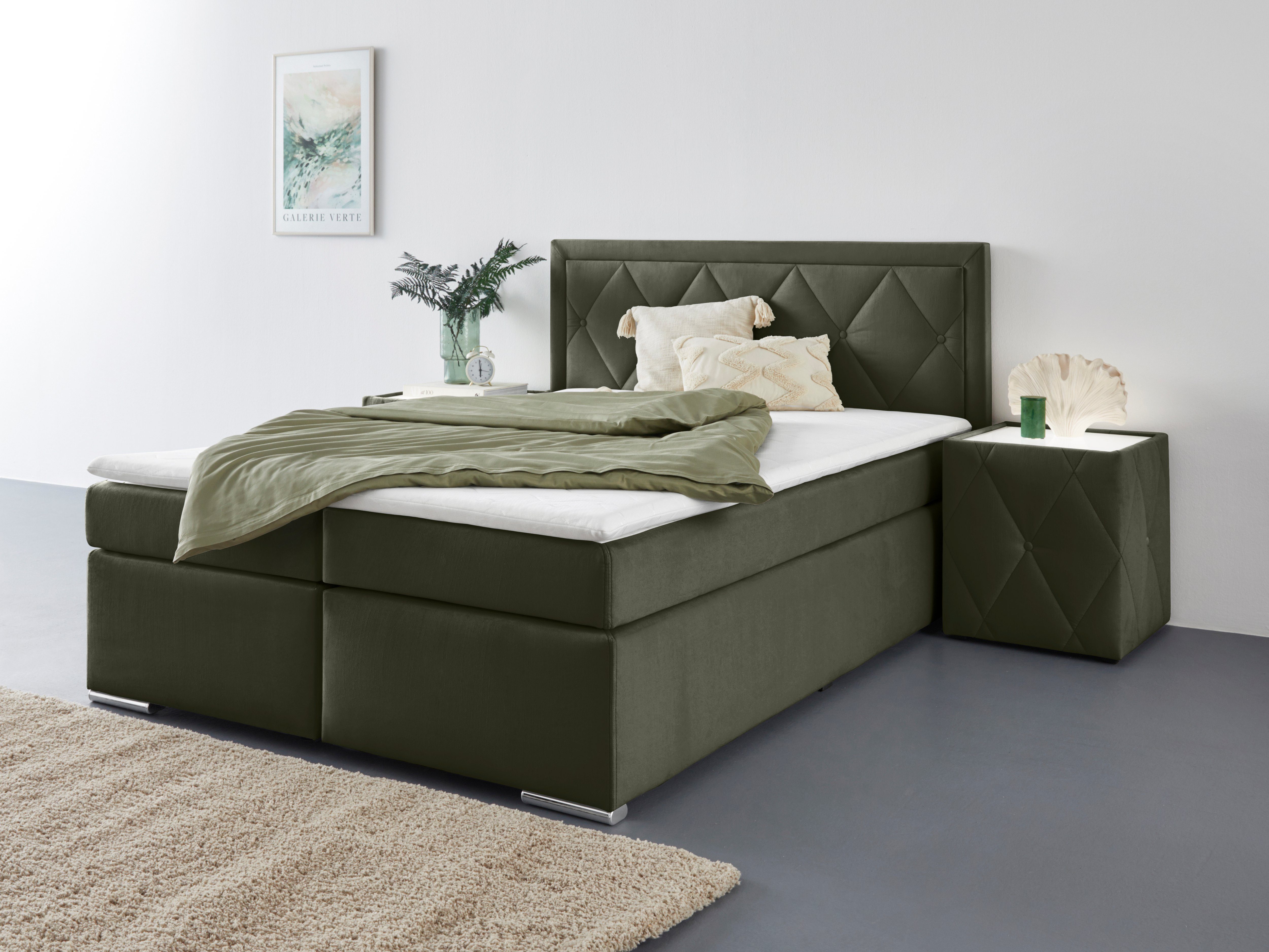 Leonique Boxspring Alfie, bestseller, optioneel met bedlade met capitonnage in het hoofdbord, h2, h3 en h4 ter keuze