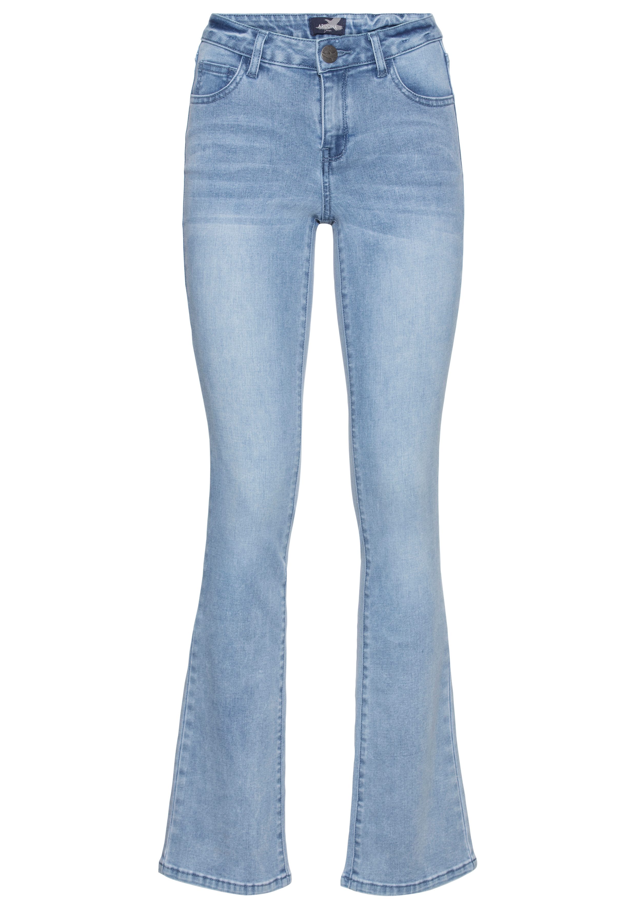 Arizona Bootcut jeans Ultra Stretch normale pasvorm baby-bootcut used-look-wassing
