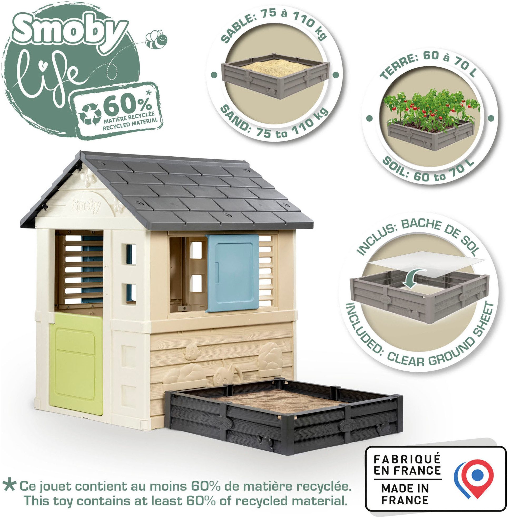 Smoby Speelhuis Smoby Life, Square + zandbak