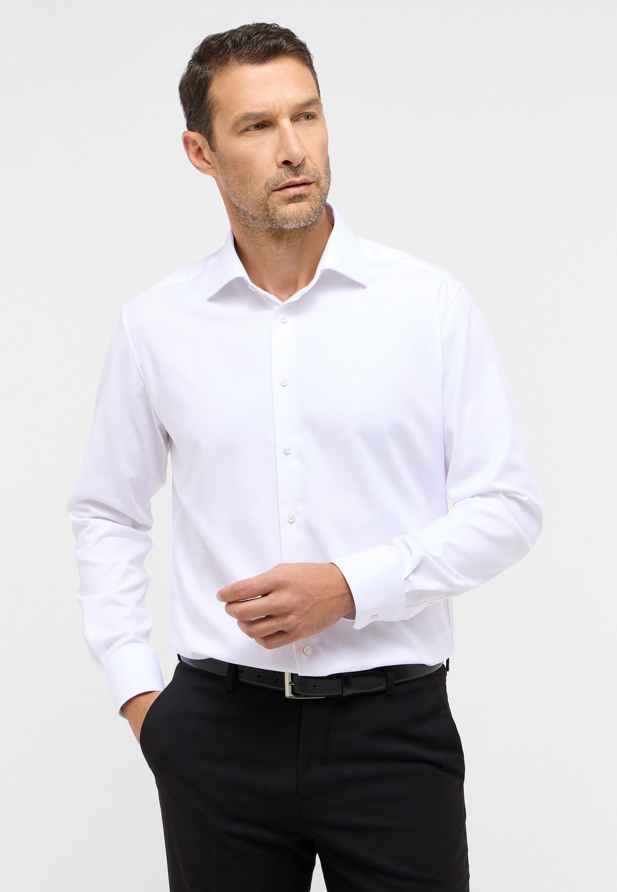 Eterna Overhemd met lange mouwen MODERN FIT NON IRON (strijkvrij) heren overhemden maat 46 wit