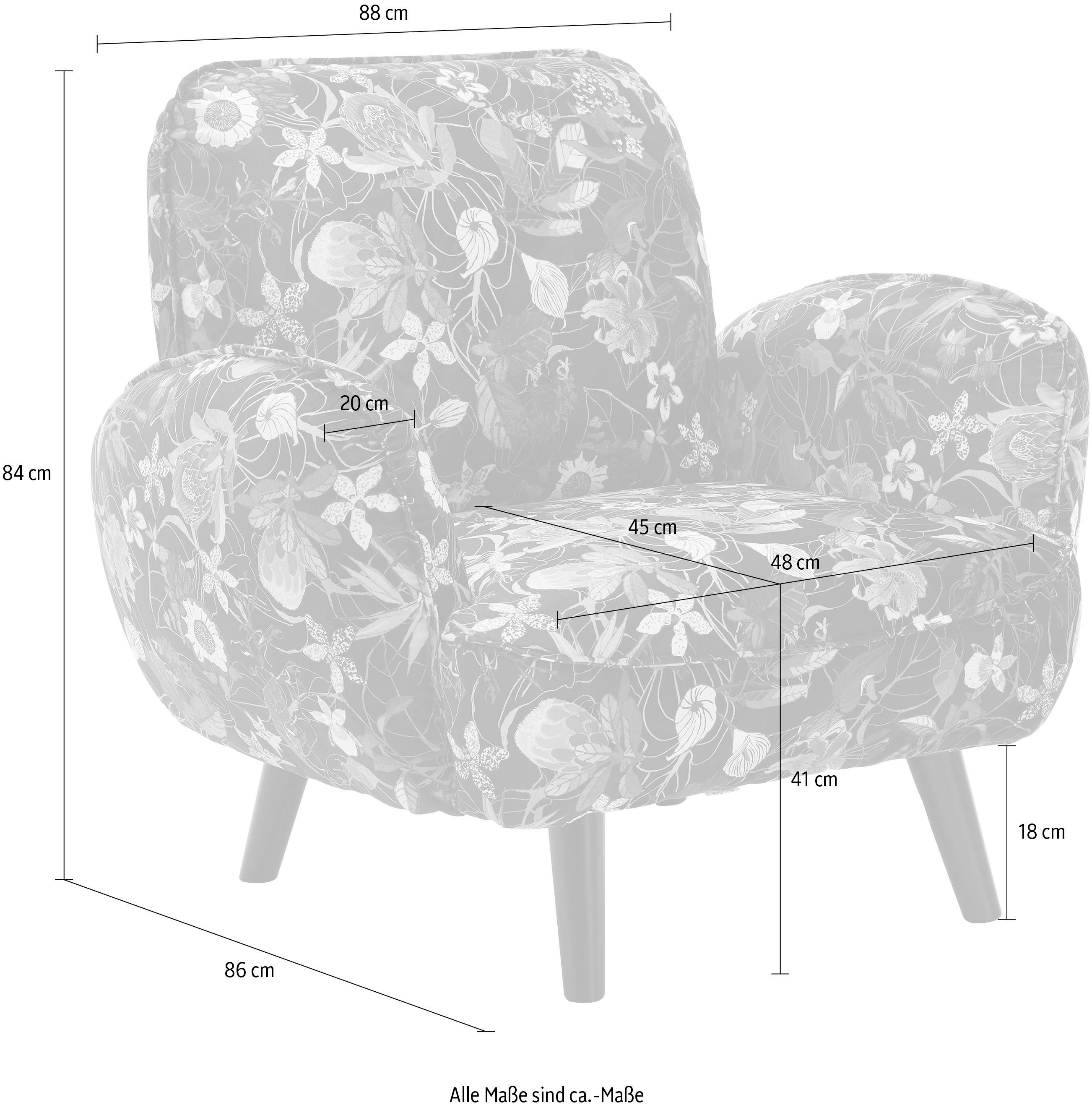 ATLANTIC home collection Fauteuil Ben met golfvering, massief houten poten, vrij plaatsbaar