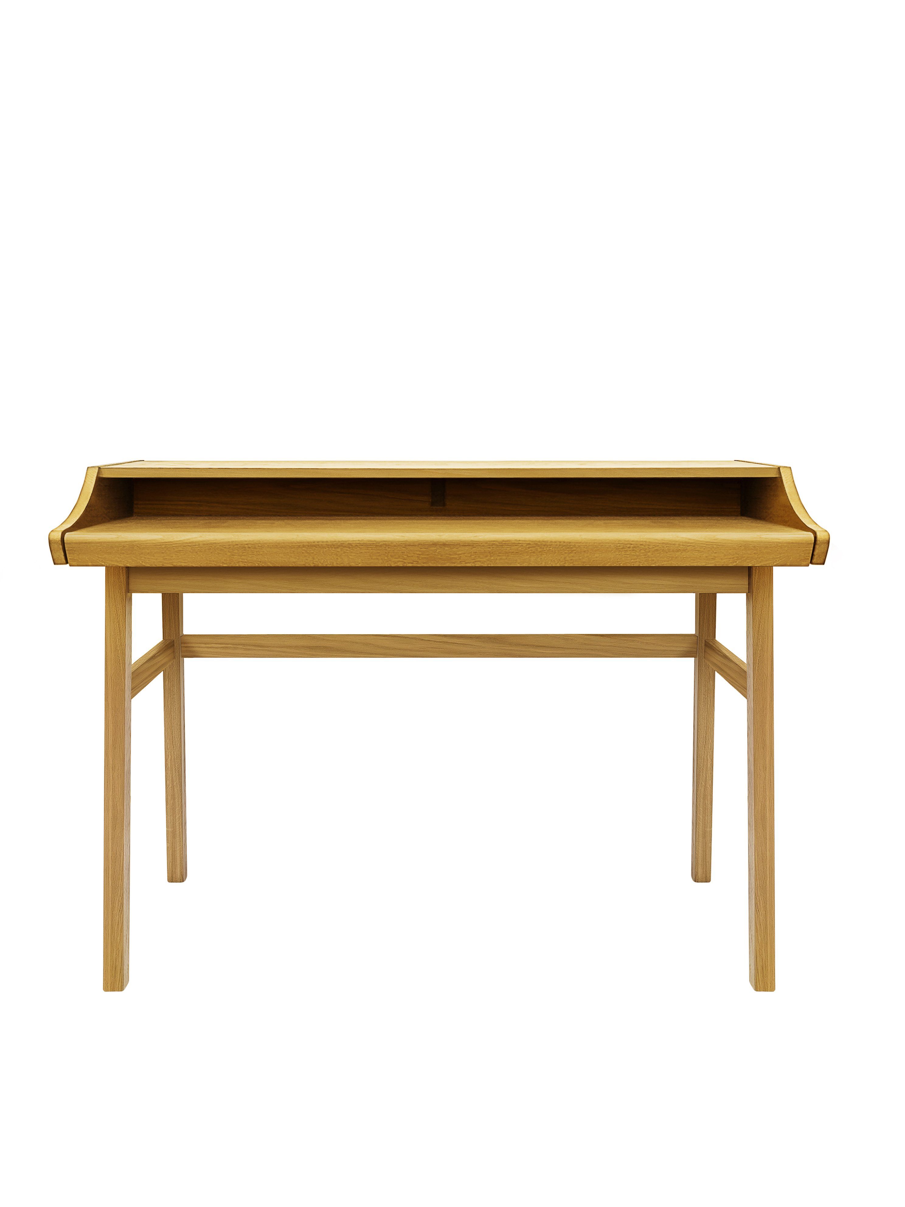 Woodman Bureau Carteret chique houtfineer van eiken, frame massief hout, breedte 115 cm bureaus beige