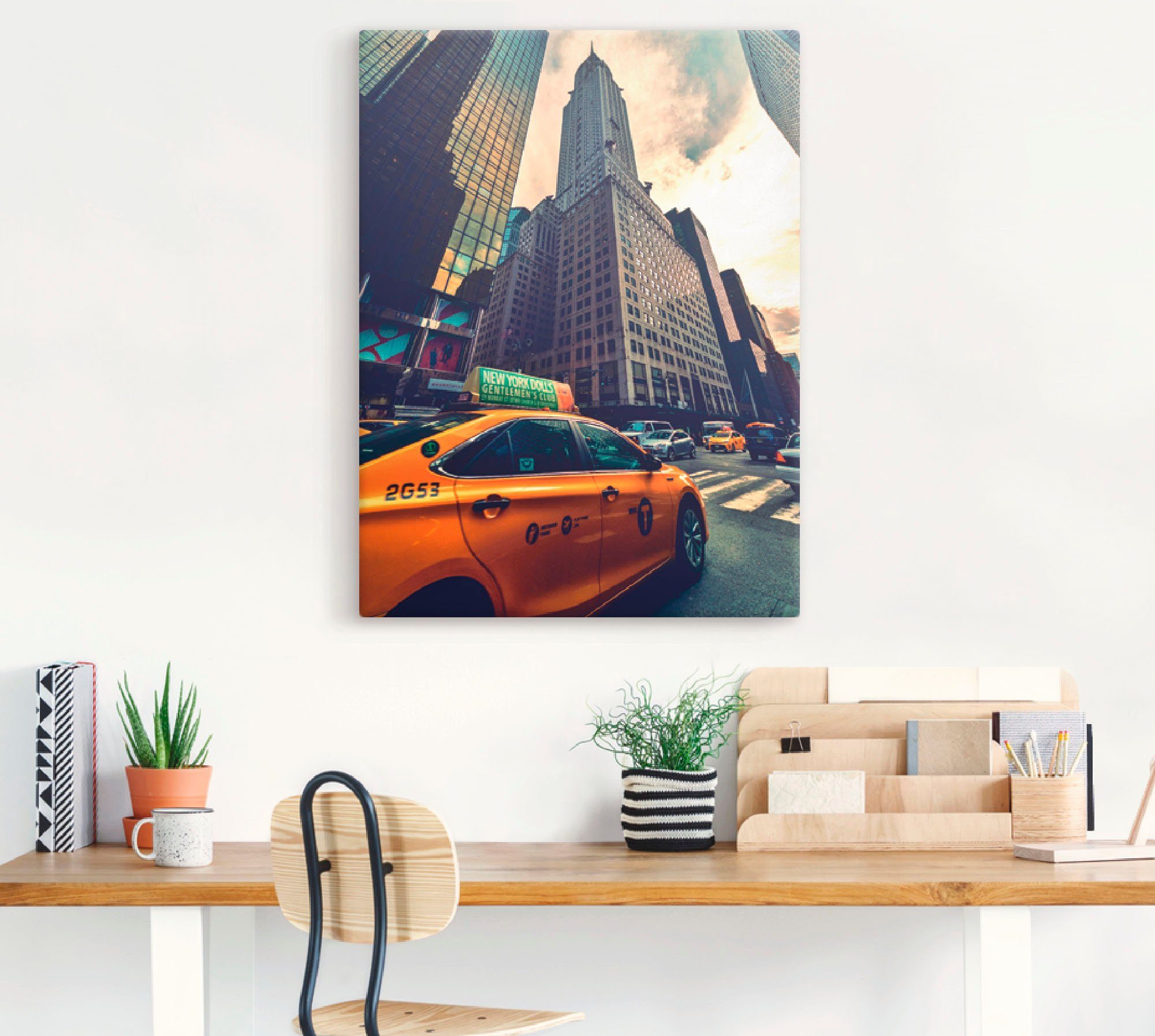 Artland Artprint Taxi in New York als artprint op linnen, poster in verschillende formaten maten