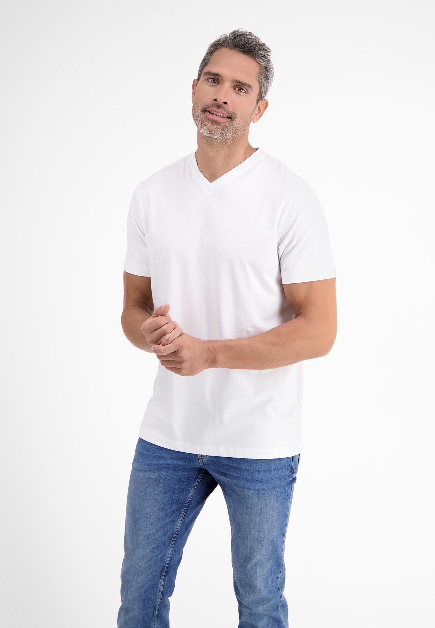 Lerros T-shirt LERROS dubbelpack T-shirt V-hals in premium katoenkwaliteit