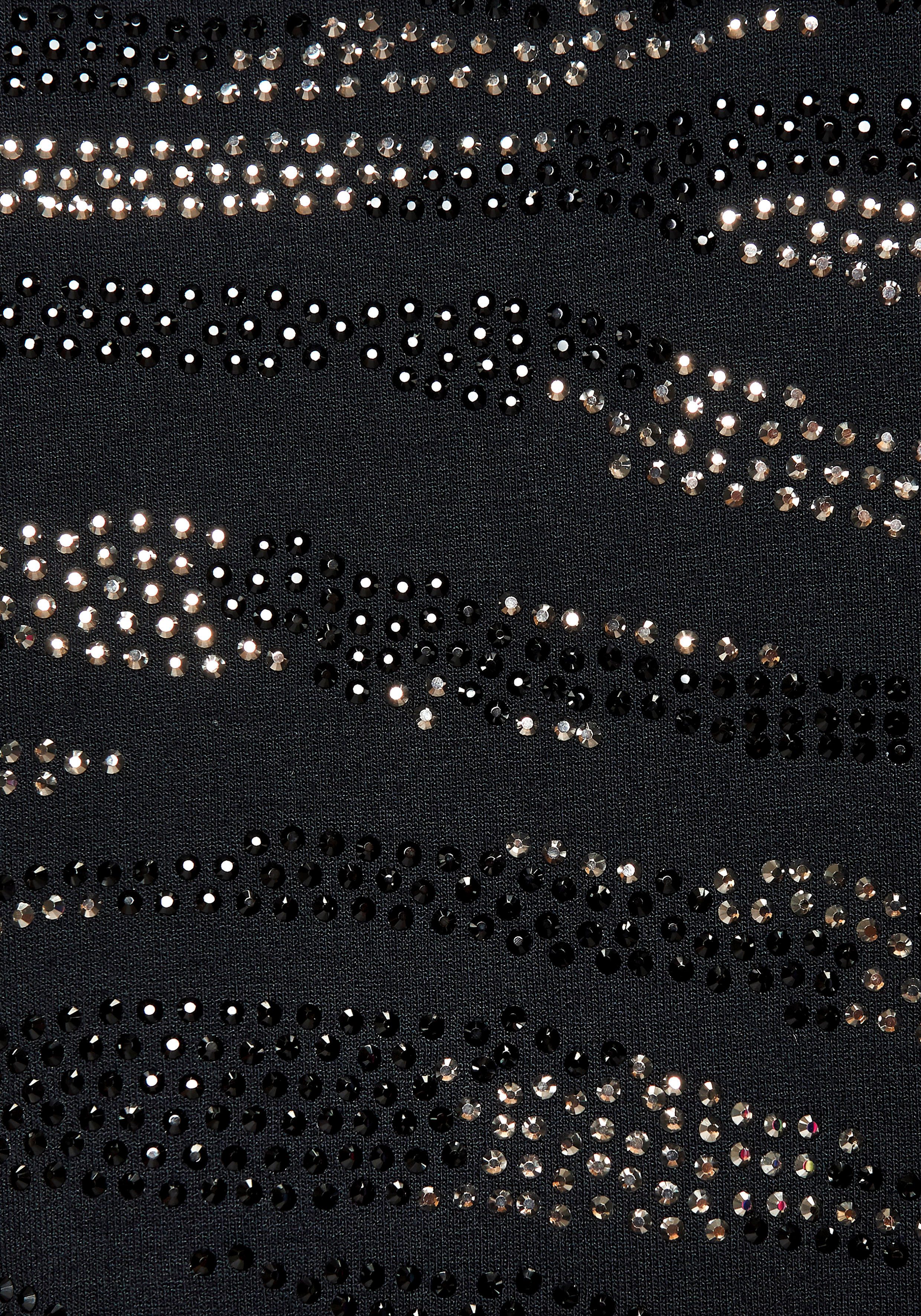 Lascana Shirt met 3/4 mouwen Met strass-dessin van hoogwaardige french terry-kwaliteit van viscose