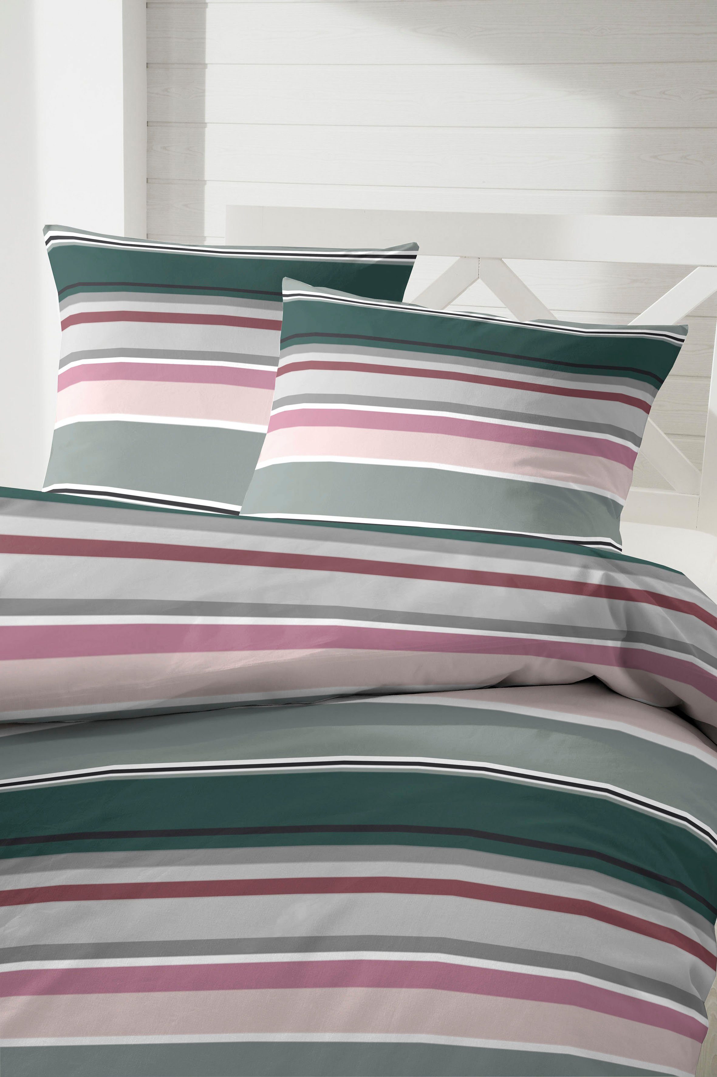 Primera Overtrekset Late Summer Stripe met moderne strepen in frisse kleuren (2-delig)