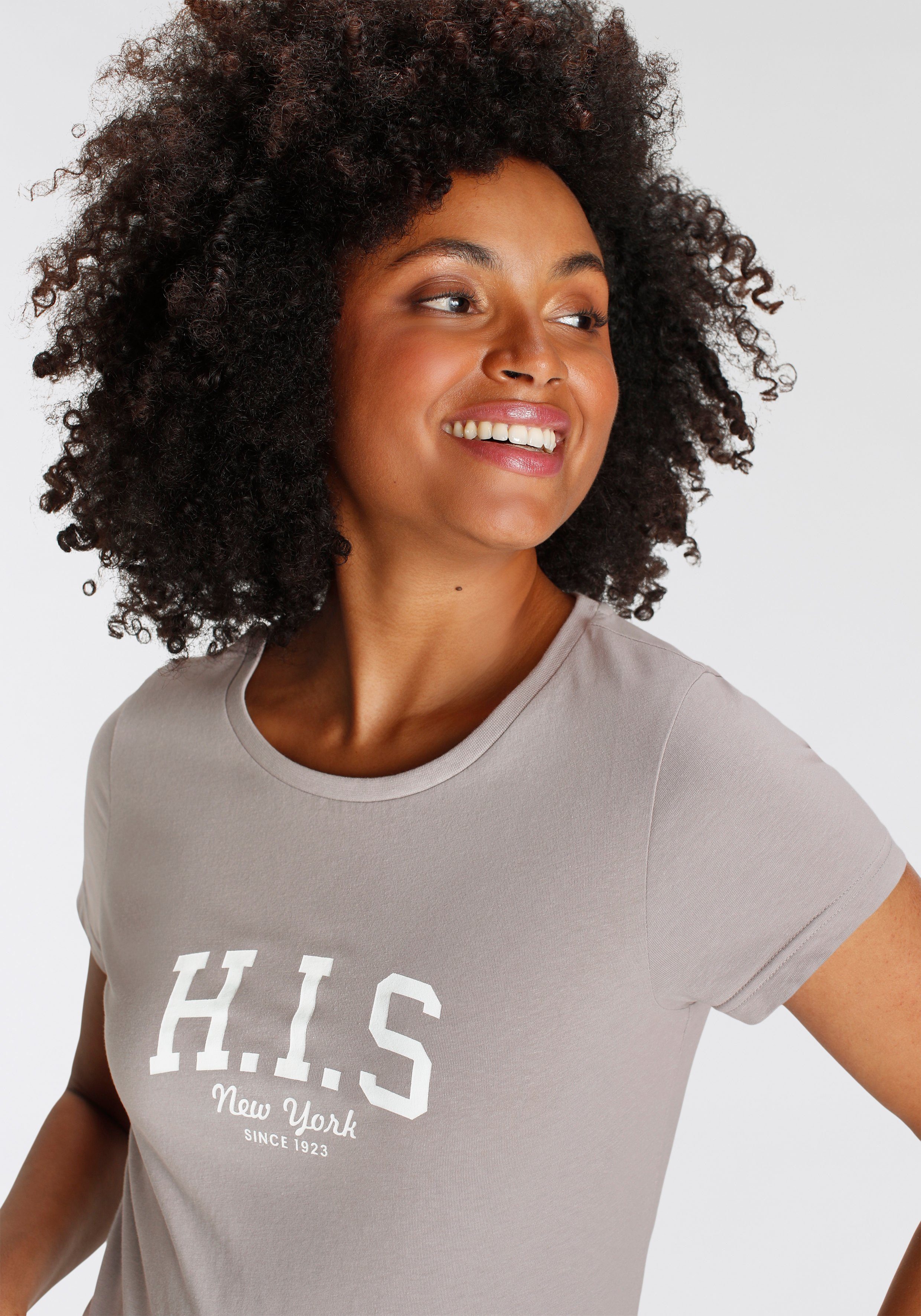 H.I.S T-shirt bedrukt, voor vrije tijd, van katoen