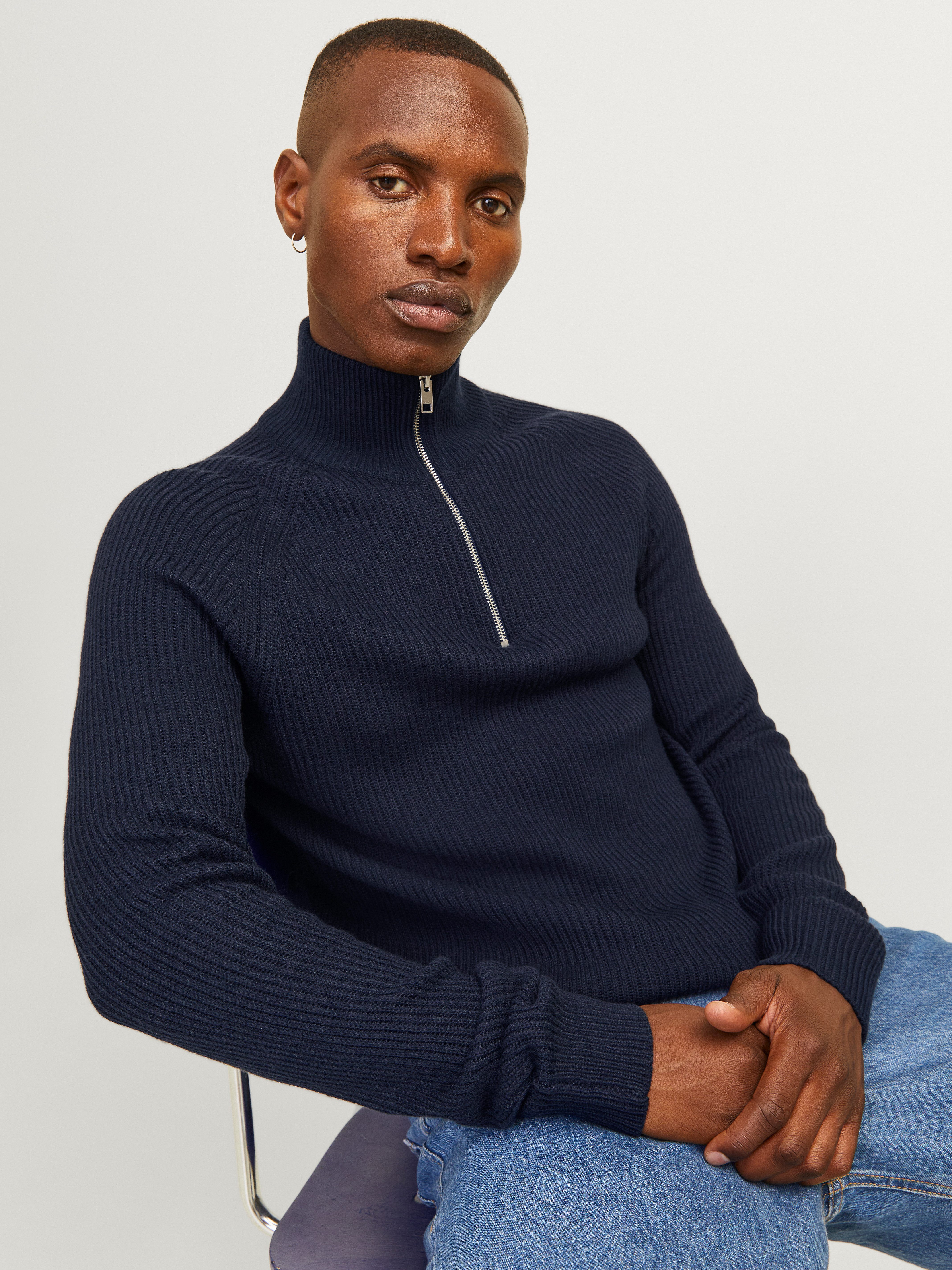 Jack & Jones Schipperstrui JJPANNEL KNIT HALF ZIP AW24