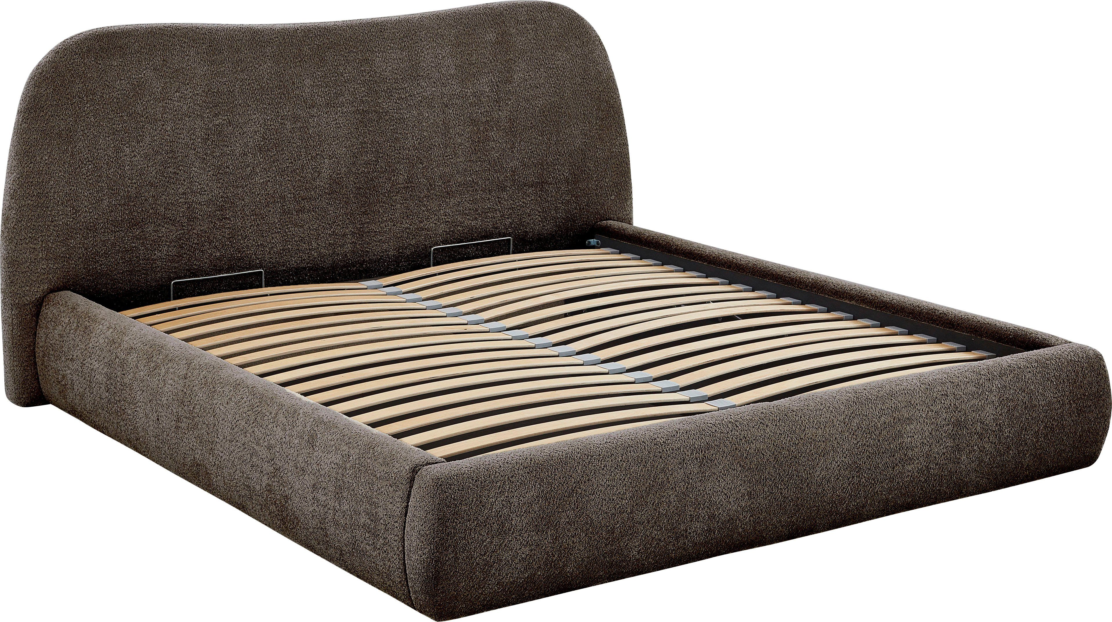 ATLANTIC home collection Gestoffeerd bed Sophie met of zonder opbergruimte, hoogwaardige bouclé bekleding