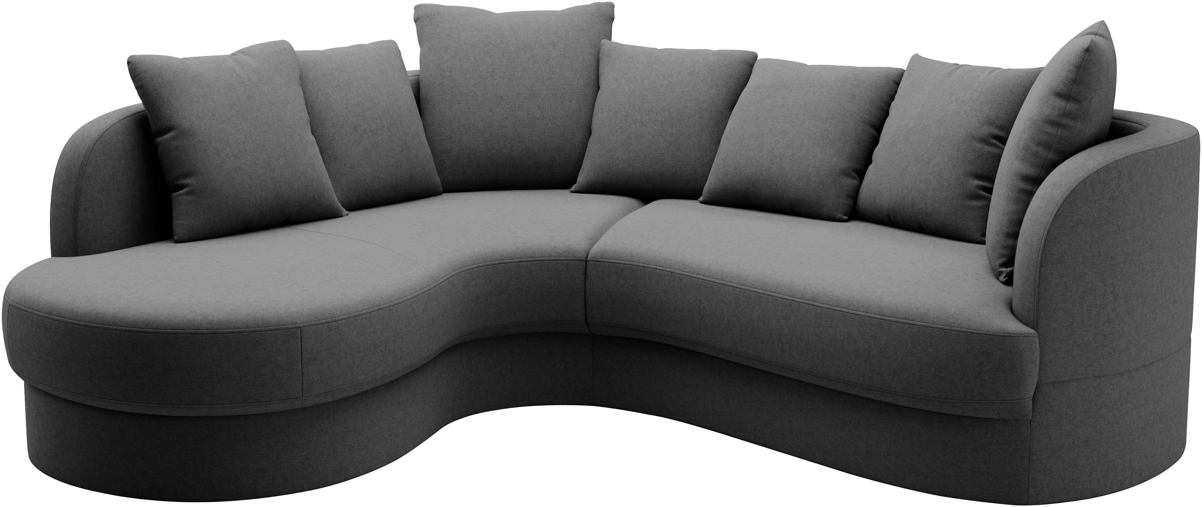 sit&more Hoekbank Samba L-vorm moderne organische vorm, inclusief 7 losse rugkussens