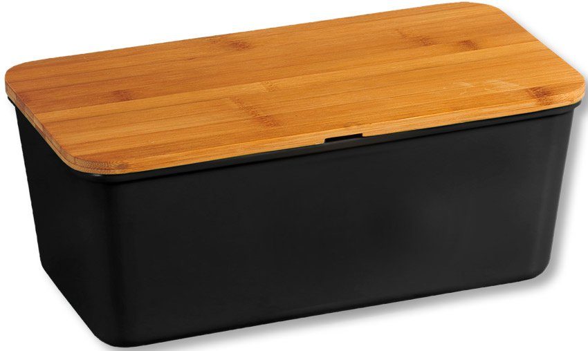 KESPER for kitchen & home Broodtrommel met deksel als snijplank (1-delig) voedsel bewaardozen zwart