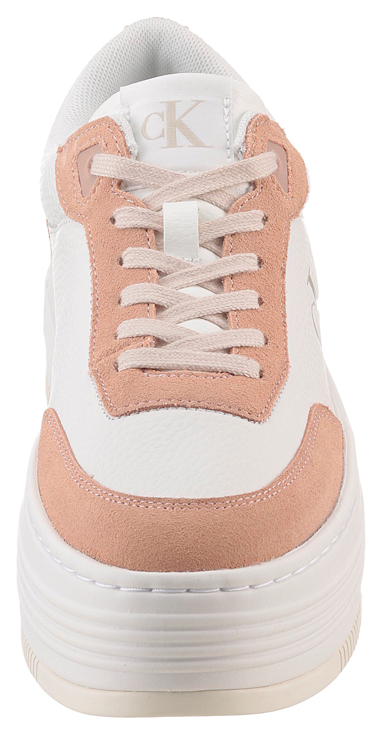 Calvin Klein Plateausneakers BOLD FLATF LOW LACE TUMB LTH veterschoenen, lage schoen, vrijetijdsschoen met zij ck-logo