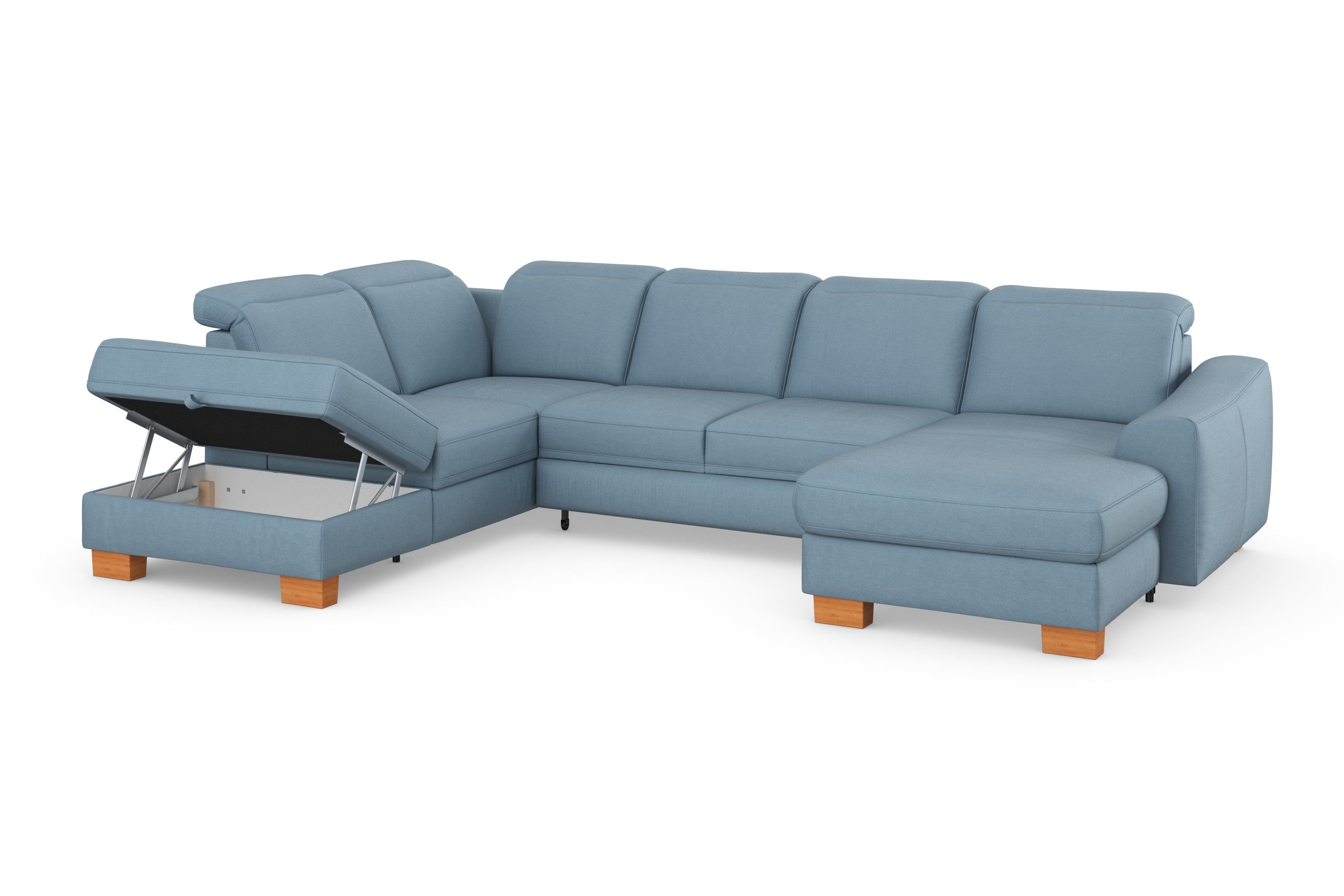 sit&more Zithoek Dundee U-vorm met binnenvering en massief houten poten, naar keuze met verstelbare hoofdsteun