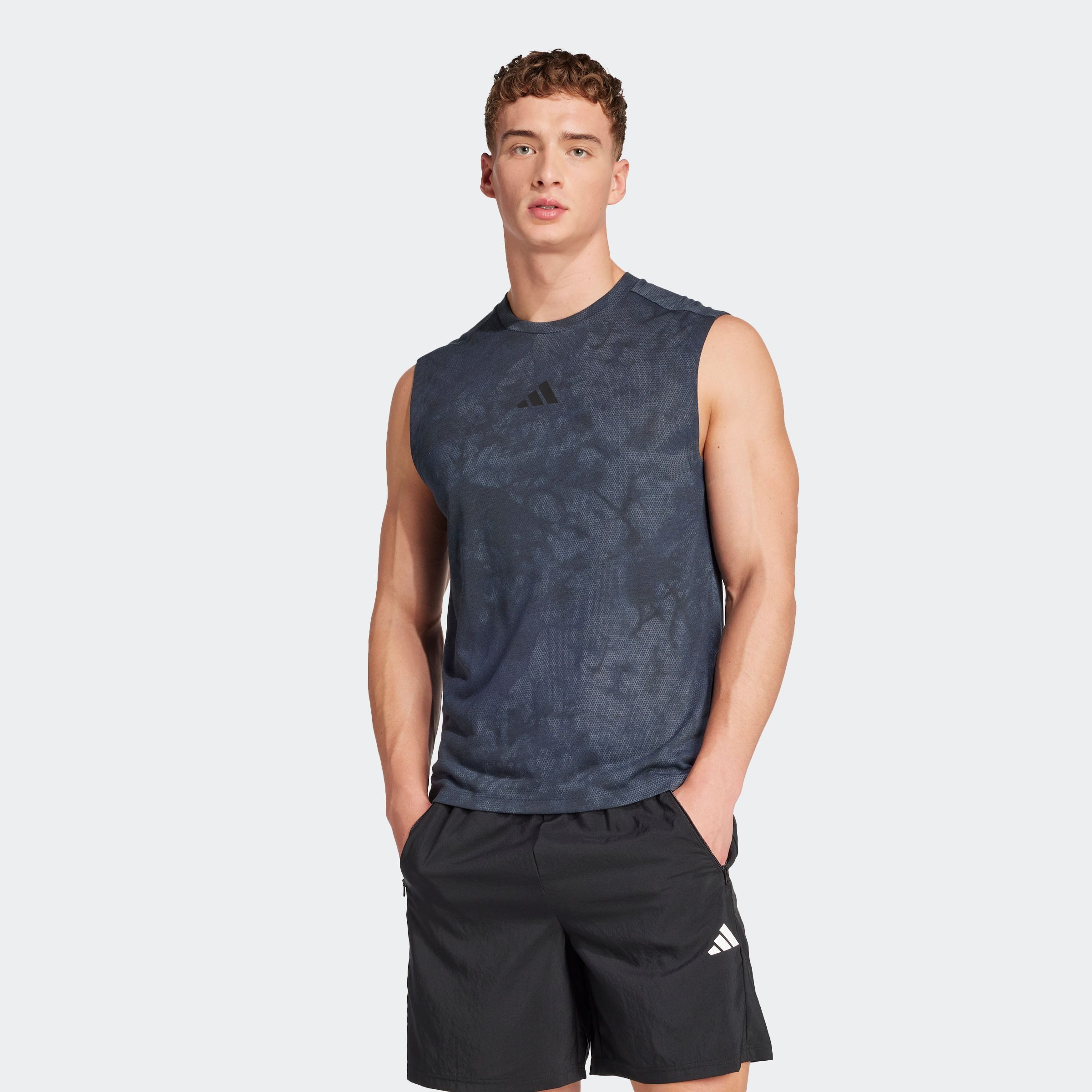 adidas Performance Tanktop POWER AOP TANK heren tanktops maat S blauw
